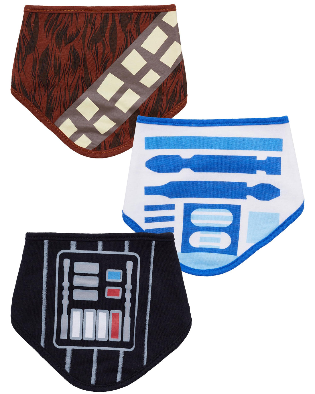 STAR WARS Baby Boys' Bandana Bibs 3 Pack Set for Feeding, Teething, and Drooling Darth Vader Chewbacca R2-D2