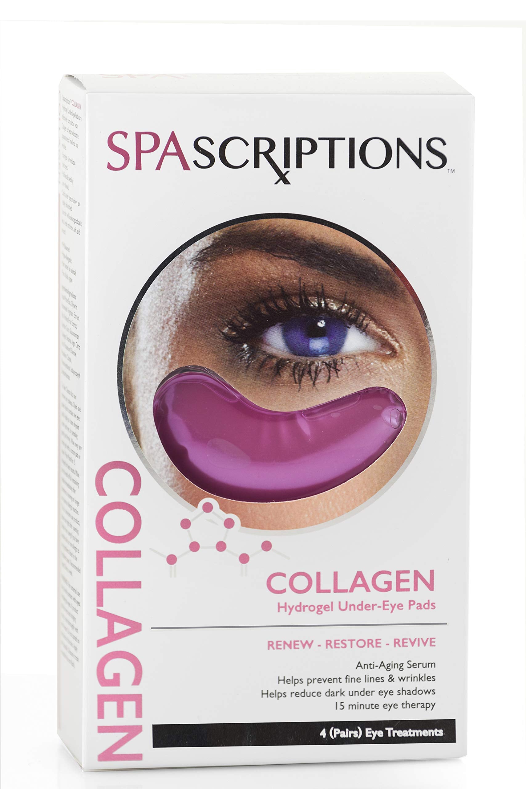 SPASCRIPTIONS COLLAGEN Hydrogel Under-Eye Pads. Anti-Aging Serum. RENEW - RESTORE -.