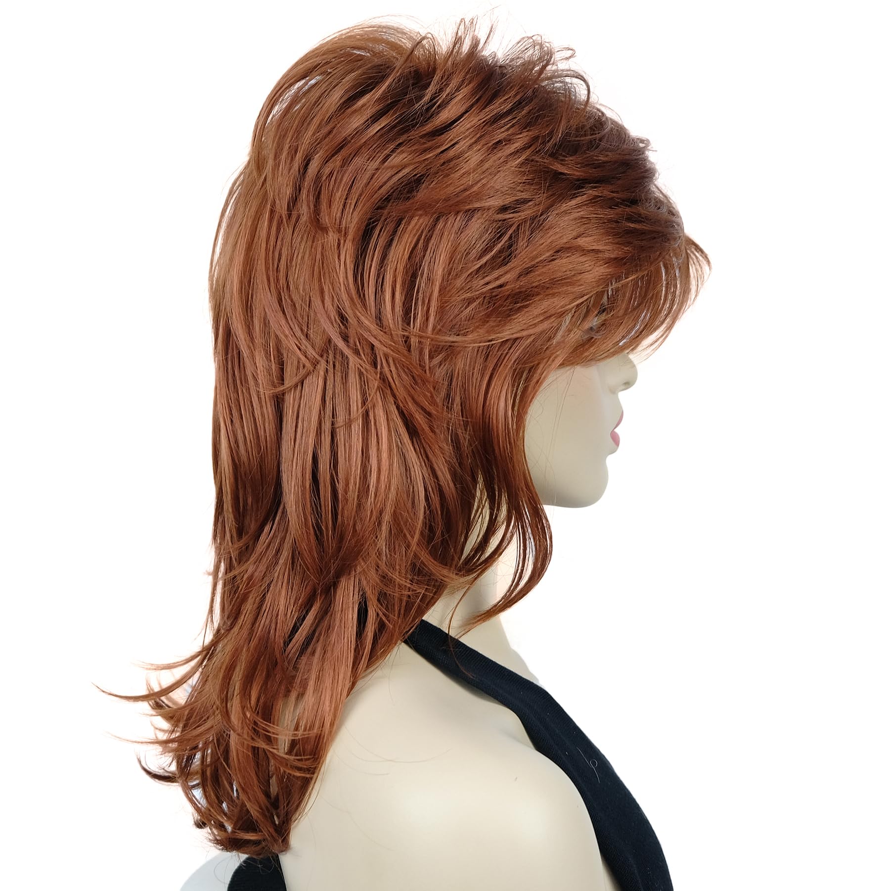 Lydell Long Soft Shaggy Layered Classic Cap Full Synthetic Wigs (130 Copper Red)