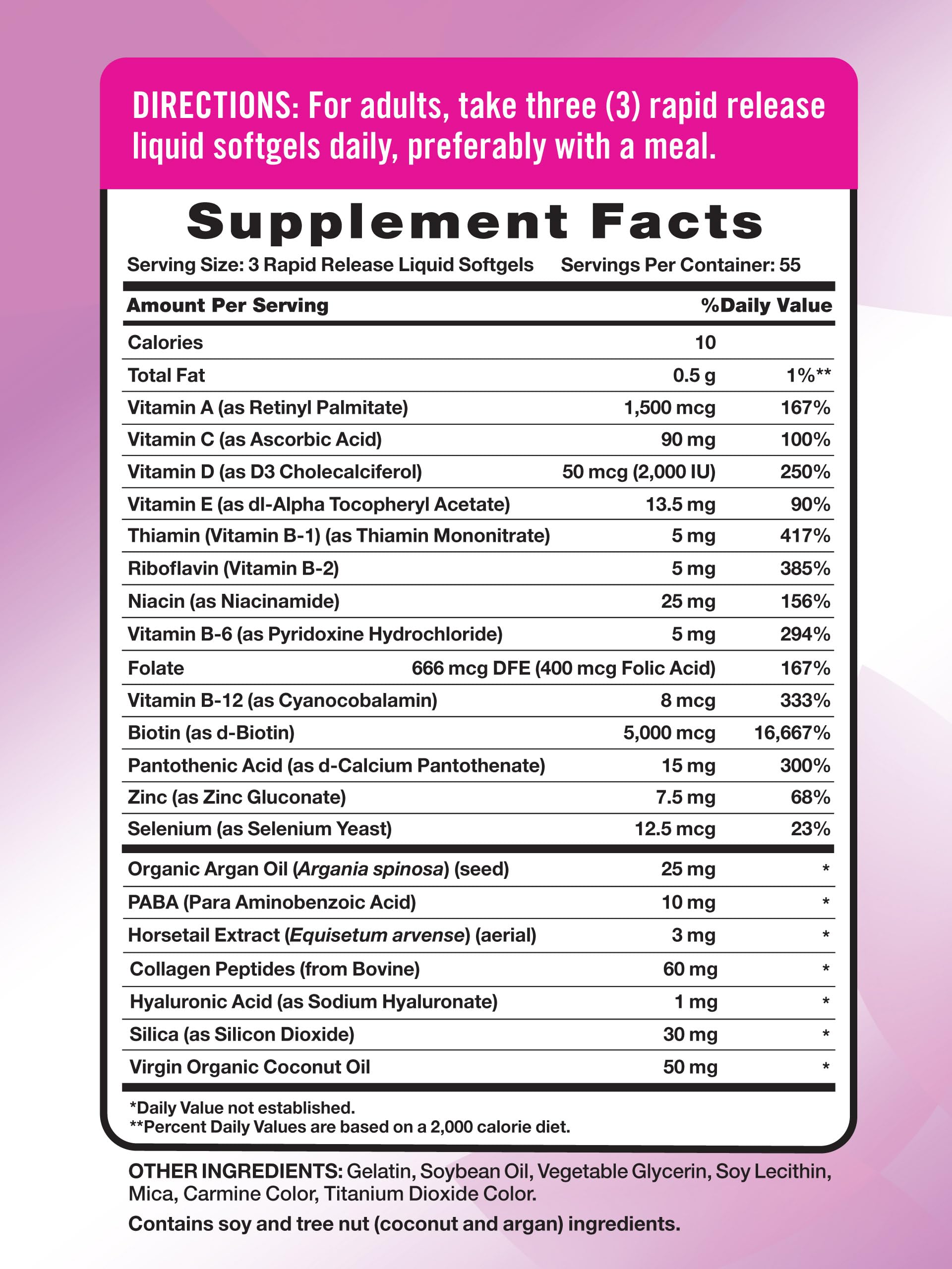 Nature's Truth Hair, Skin & Nails Vitamin | 5000 mcg Biotin | 165 Softgels | with Collagen | Non-GMO & Gluten Free Supplement