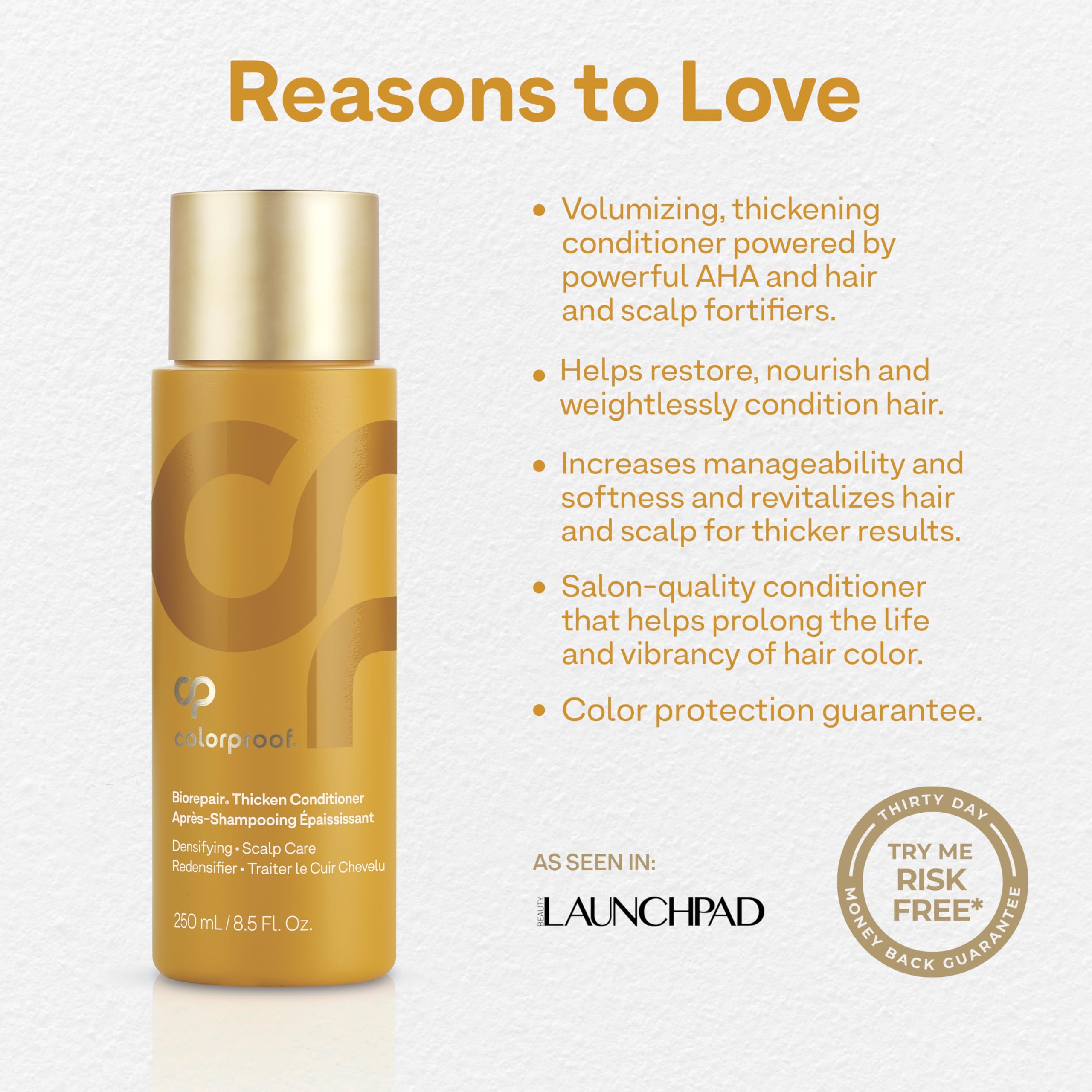 ColorProof Biorepair Thicken Conditioner 8.5 Fl. Oz., Fuller-Looking Hair Conditioner w/Fresh Lime, Eucalyptus, Mint Leaf & Rosemary Scent, Hair Growth-Supporting Conditioner