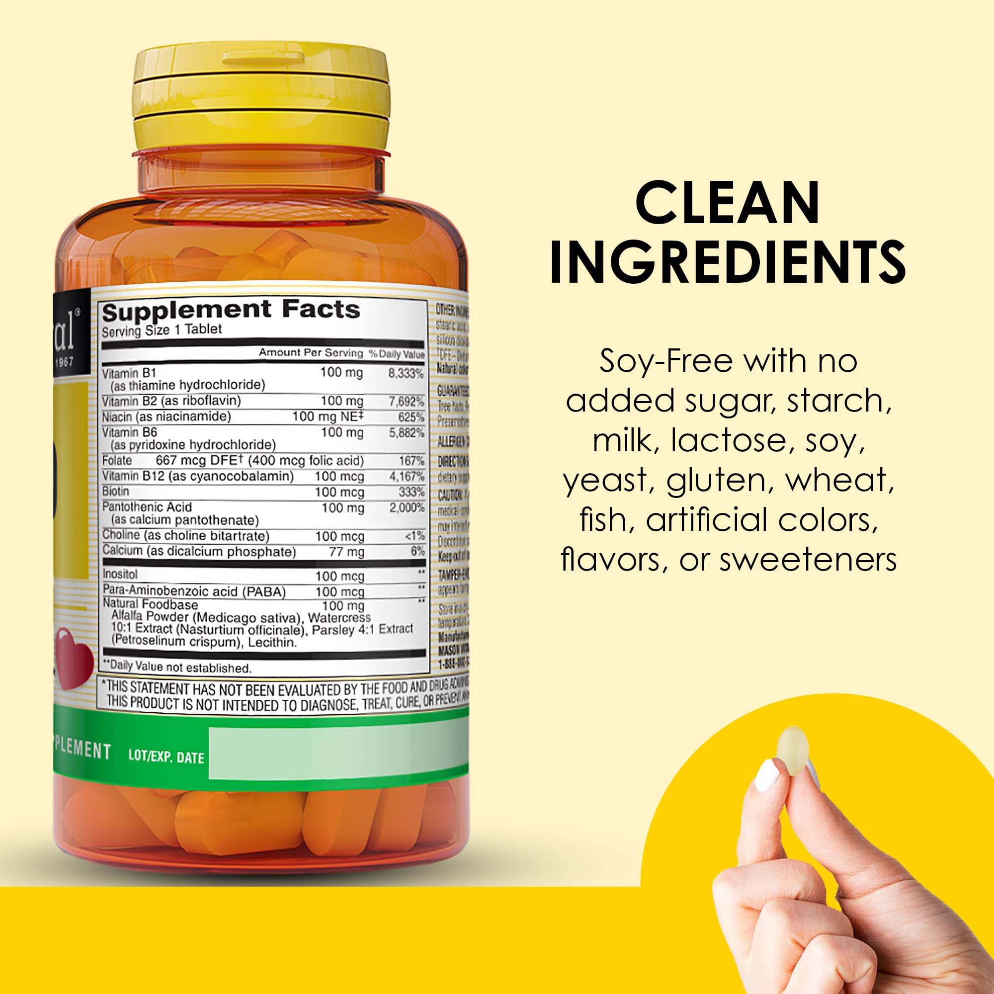 MASON NATURAL Ultra B-100 Complex - Healthy Heart and Nervous System, Improves Immune Function and Energy Metabolism