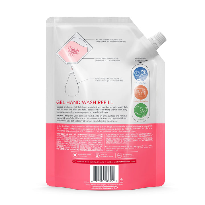 Method Naturally Derived Gel Hand Wash Refill, Pink Grapefruit, 34 Ounce (Pack of 6)