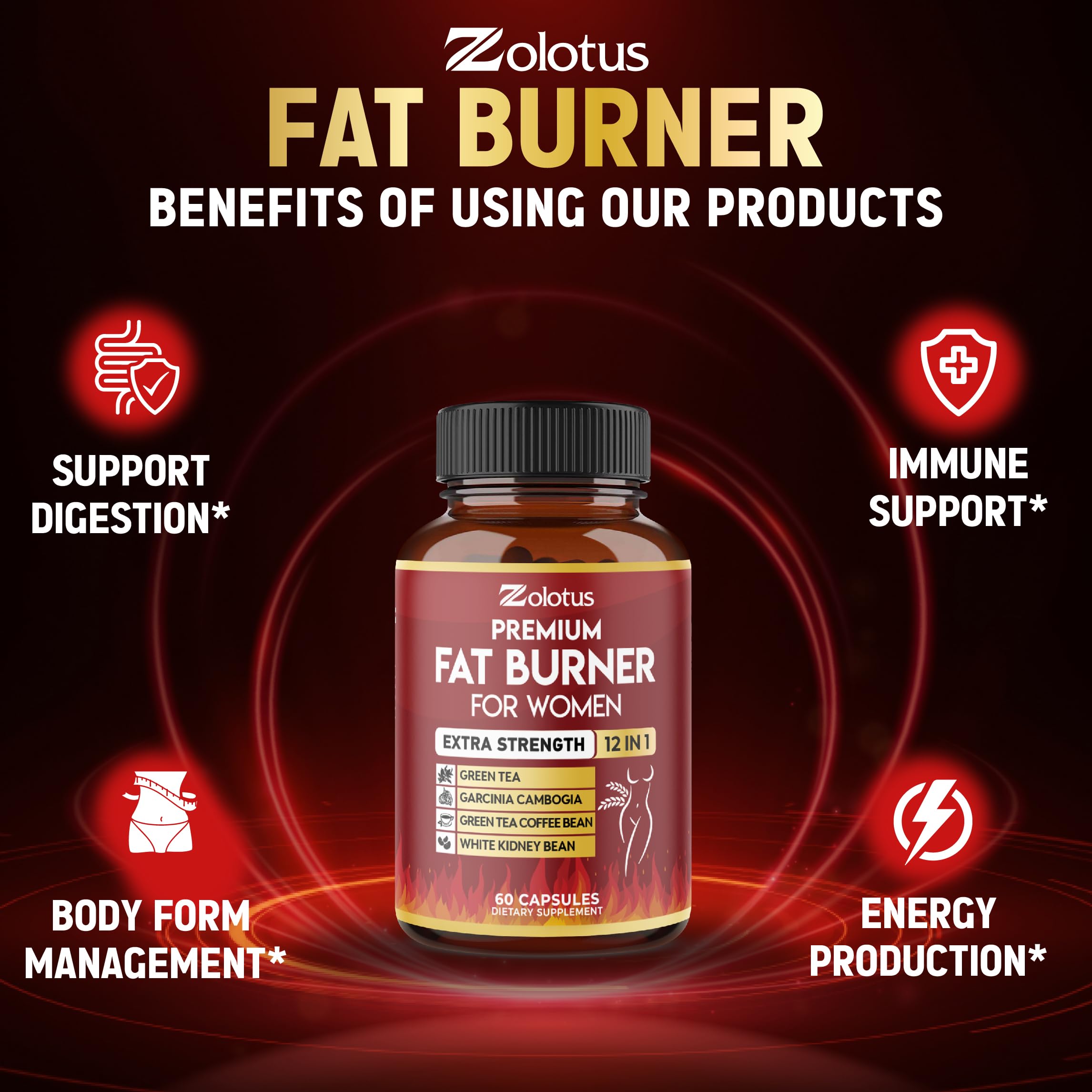 Premium Weight Loss Pills for Women, The Best Fat Burners for Women and Men, Energy Pills, High Potency with Green Tea Extract 98%, 2 Months Supply