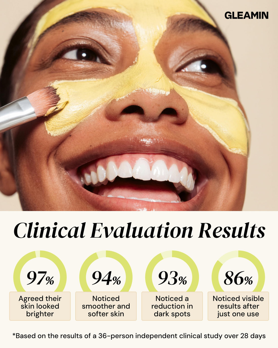 Gleamin Vitamin C Clay Mask for Dark Spots,10-Minutes Turmeric Clay Face Mask Skin Care, Deep Cleansing Pores - Facial Improves Uneven Tone, Post-Blemish, Visibly Brighten, Scarring & Texture - 2.5 Oz