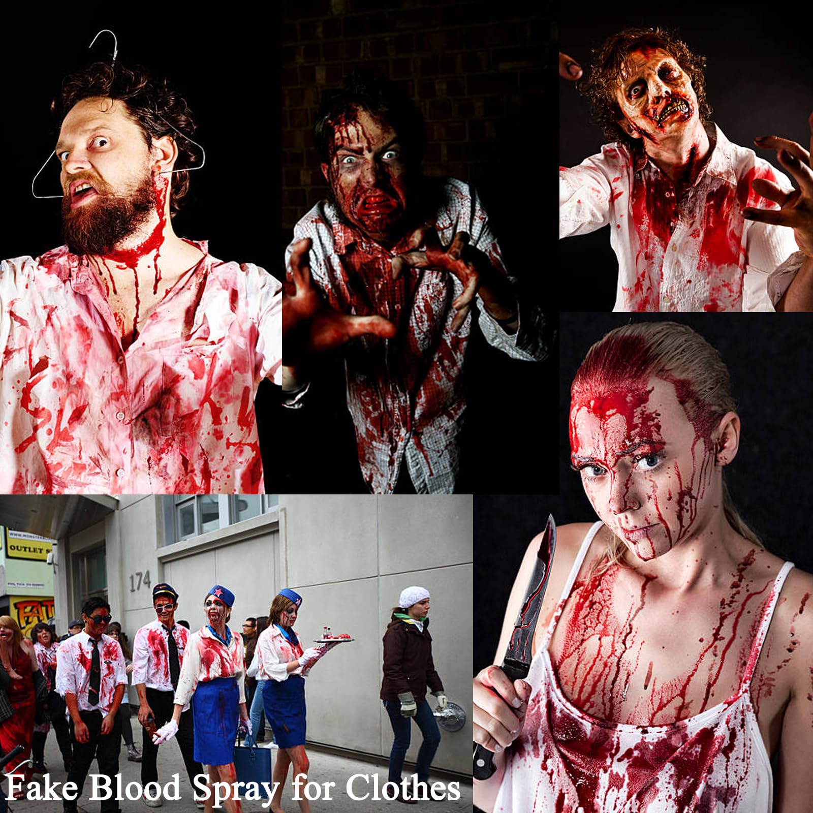 MEICOLY Blood Splatter, 2.1oz Fake Blood Spray, Halloween Liquid Blood for Clothes, Zombie Bride, Vampire and Monster SFX Scary Clown Makeup & Dress Up,Dark,1 Pack