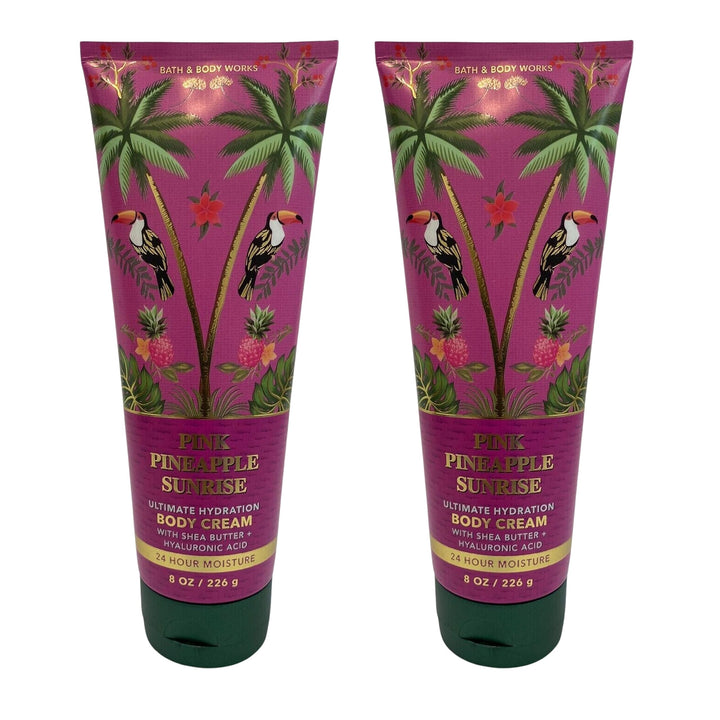 Bath & Body Works Ultimate Hydration Body Cream For Women 8 Fl Oz 2- Pack (8 Ounce (Pack of 2), Pink Pineapple Sunrise)
