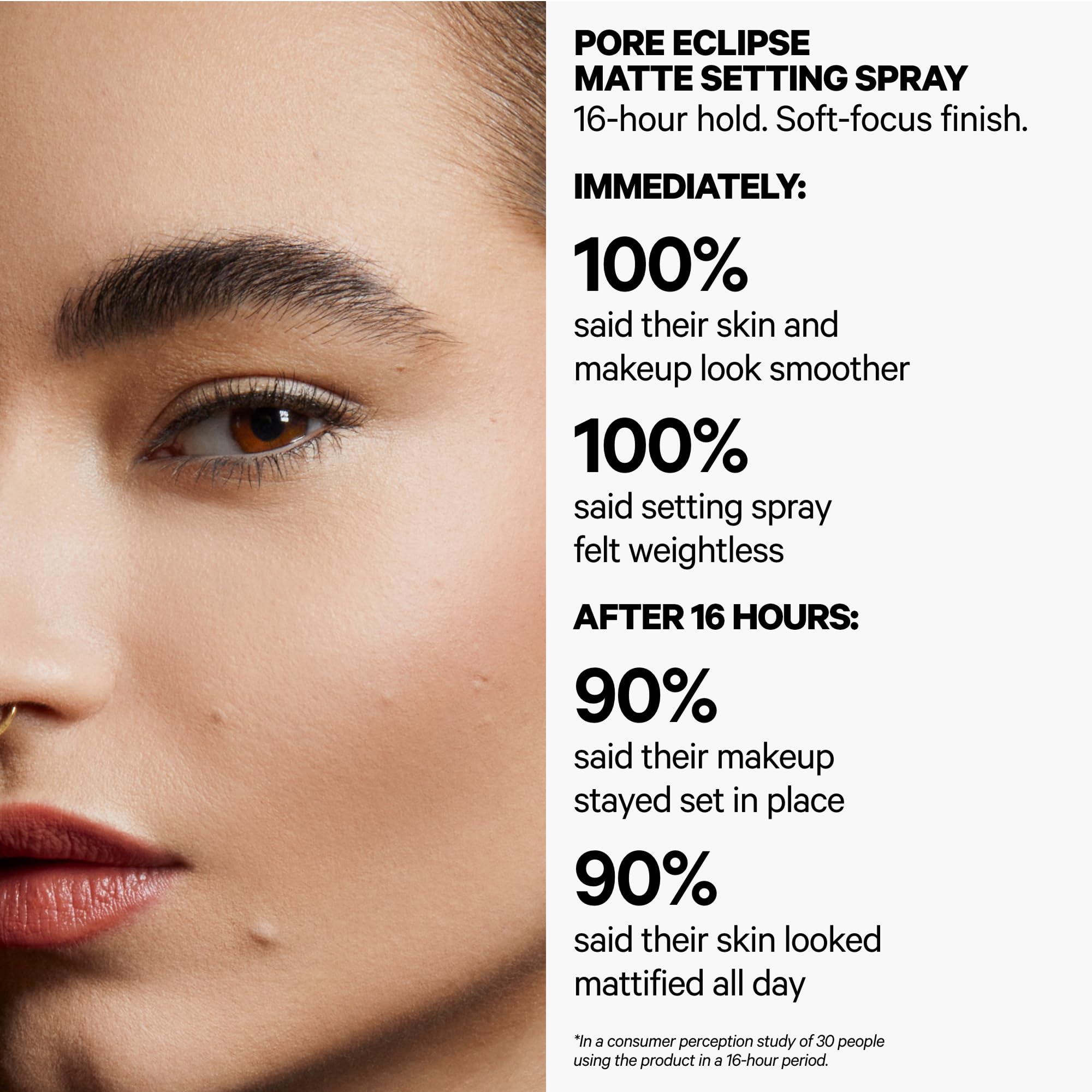 Milk Makeup Pore Eclipse Matte Setting Spray – Blurs Pores, Controls Shine + Sets Makeup for Up to 16 Hours – Long-Lasting, Oil + Alcohol-Free Facial Mist for a Soft, Matte Finish – 1.35 oz