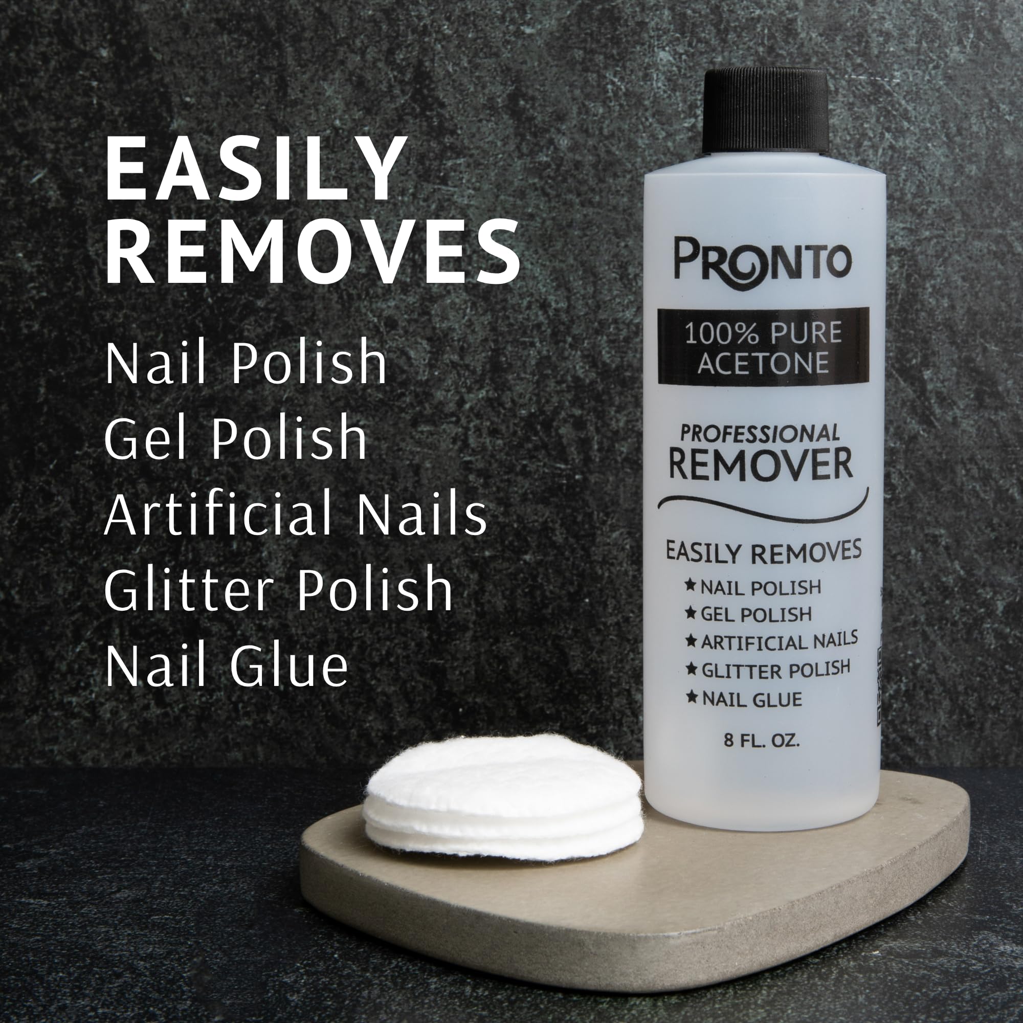Pronto 100% Acetone Gel Nail Polish Remover - Gel Polish Remover for Nails | Acetone Nail Polish Remover For Nails for Removal of Glue, Gel, Acrylic & Dip | Gel Polish Remover, 8 Fl oz