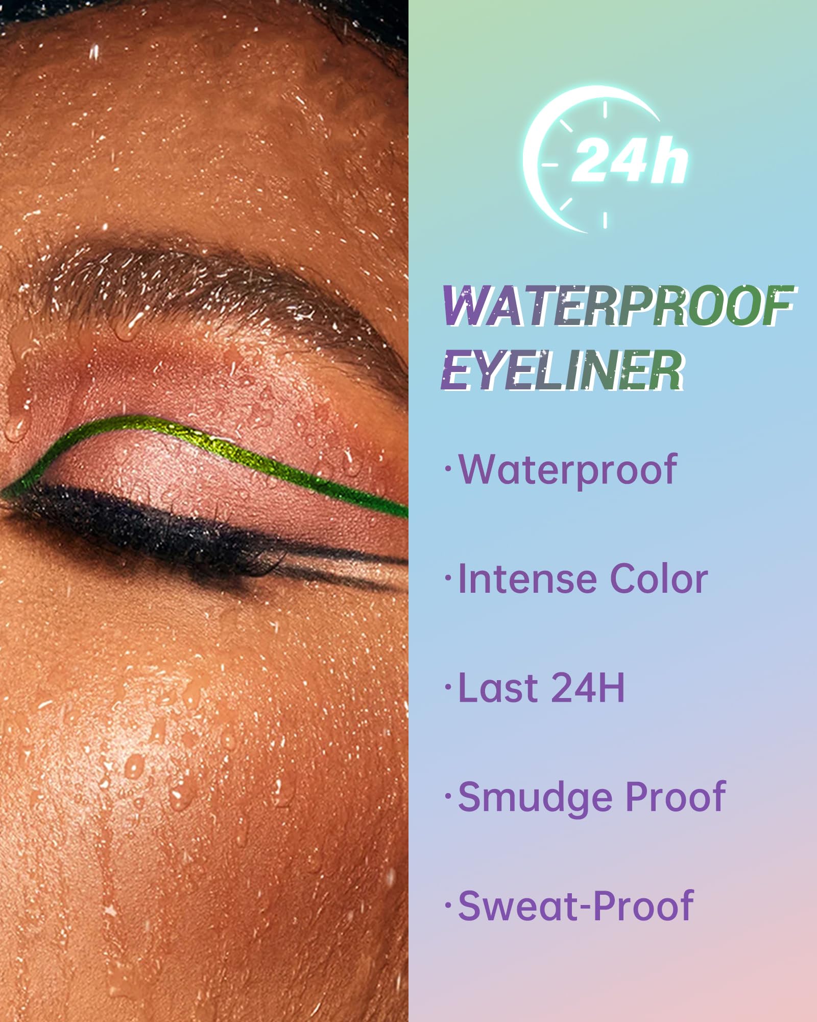 Metallic Multichrome Eyeliner Pencil, Pink Glitter Eyeliner Gel Eye Liner Pencils, Waterproof Smudge-proof Longwear, Multi-Use Sharpenable Colored Eyeliner Eyeshadow Makeup Pen, Delineador De Ojos-03