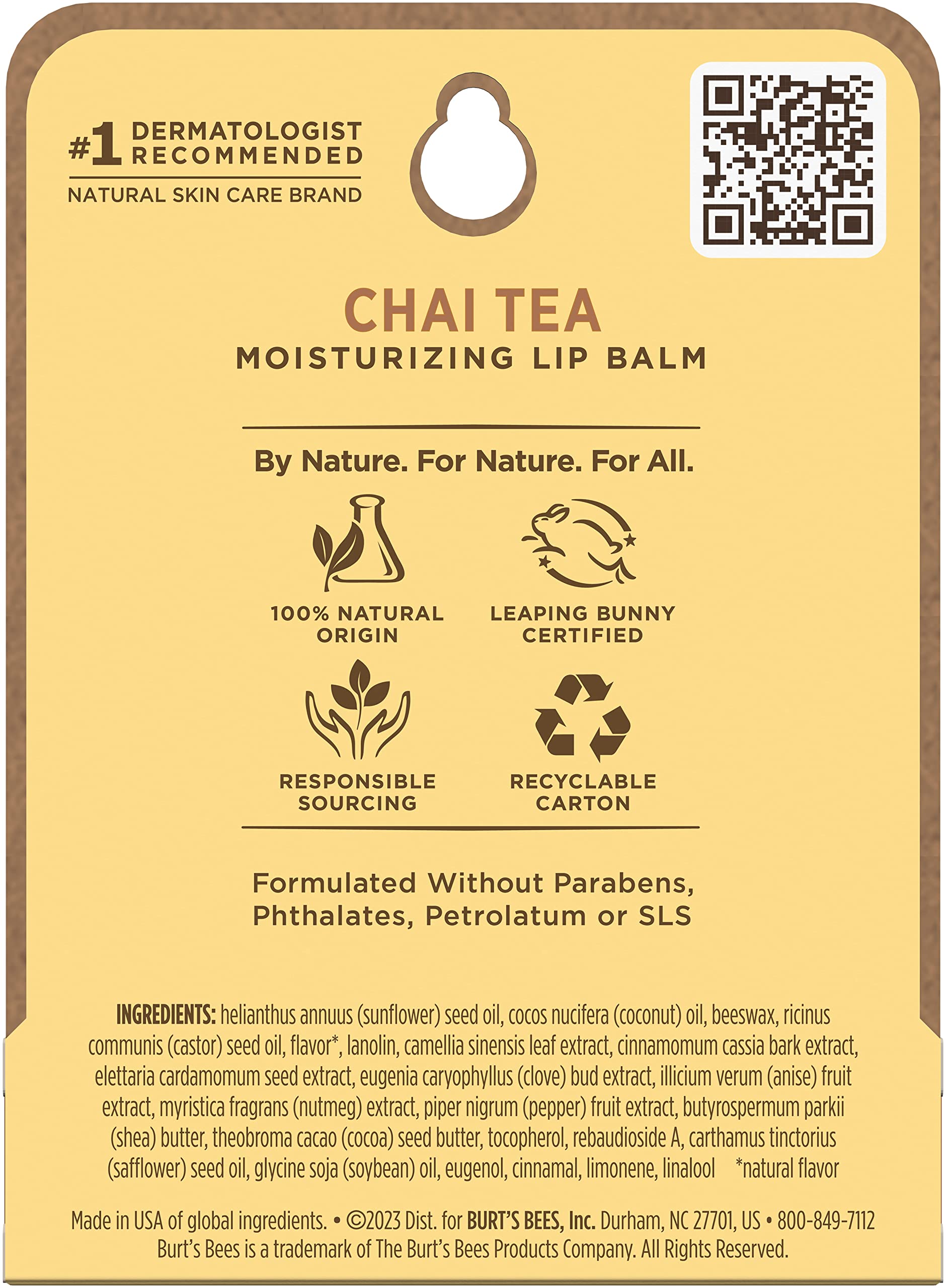 Burt's Bees Chai Tea Lip Balm Blister, 0.15 Ounce