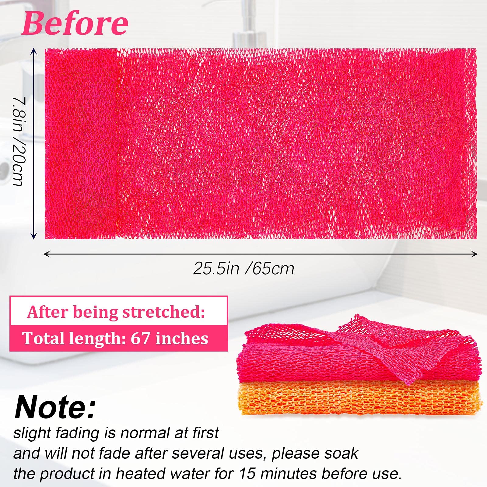 2 Pieces African Net Sponge African Body Exfoliating Net African Net Bath Exfoliating Shower Body Scrubber Back Scrubber Skin Smoother for Daily Use or Stocking Stuffer (Yellow, Pink)