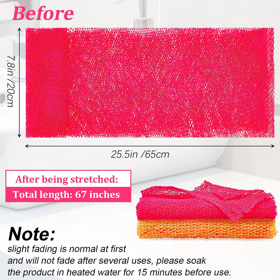 2 Pieces African Net Sponge African Body Exfoliating Net African Net Bath Exfoliating Shower Body Scrubber Back Scrubber Skin Smoother for Daily Use or Stocking Stuffer (Yellow, Pink)