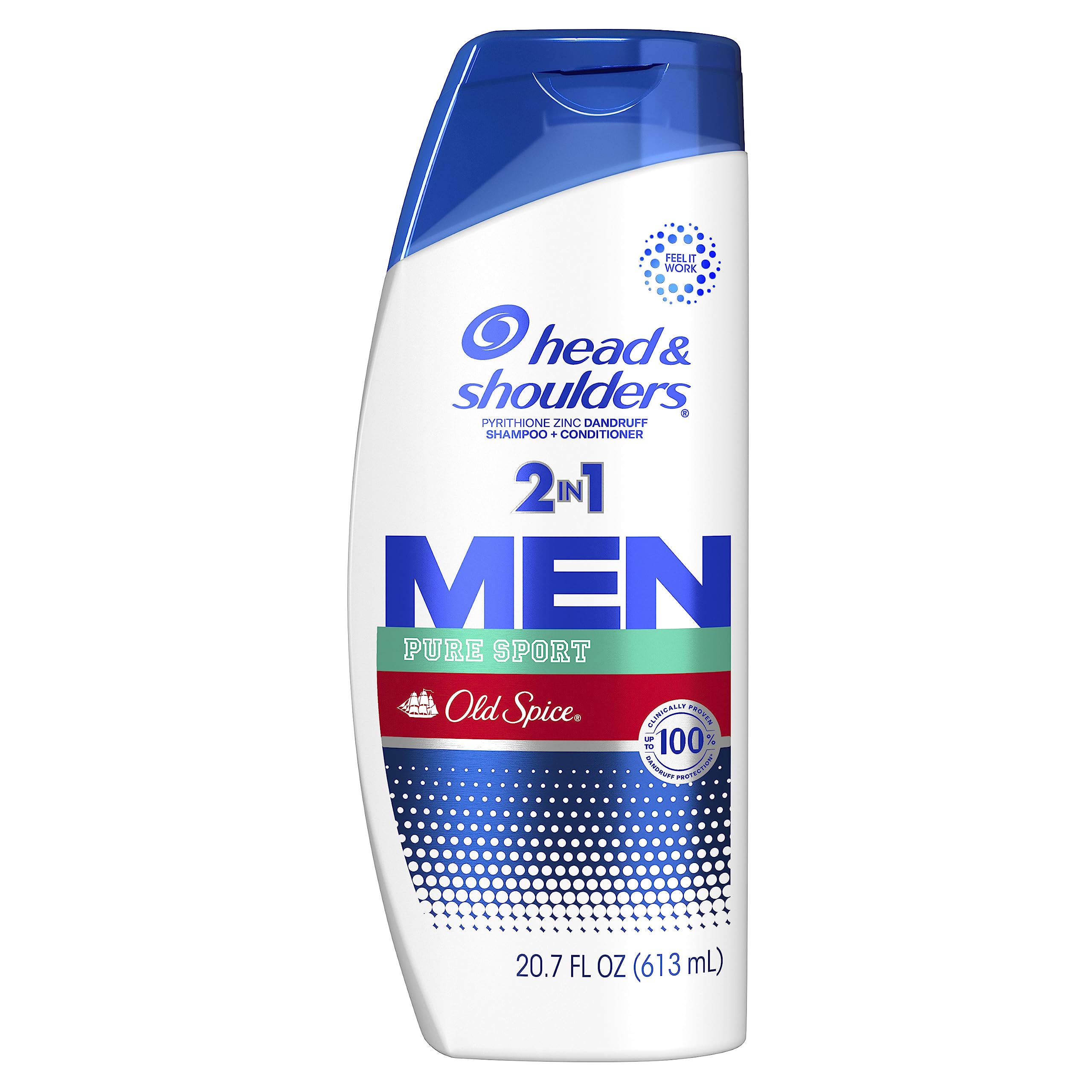 Head and Shoulders Mens 2 in 1 Dandruff Shampoo and Conditioner, Old Spice Pure Sport, 20.7 oz