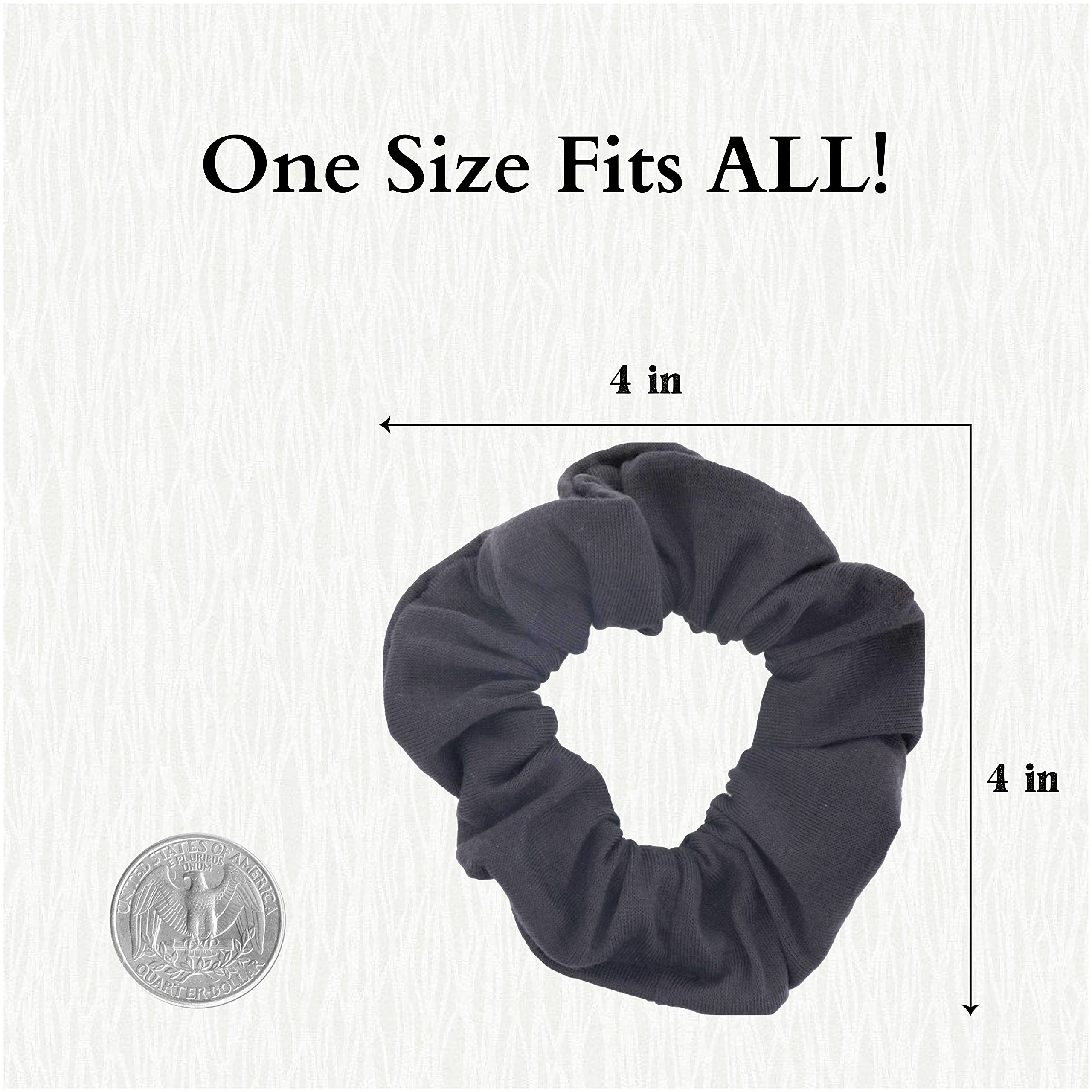 Motique Accessories Dark Grey: 12 Pack Solid Hair Ties Scrunchies - Dark Grey