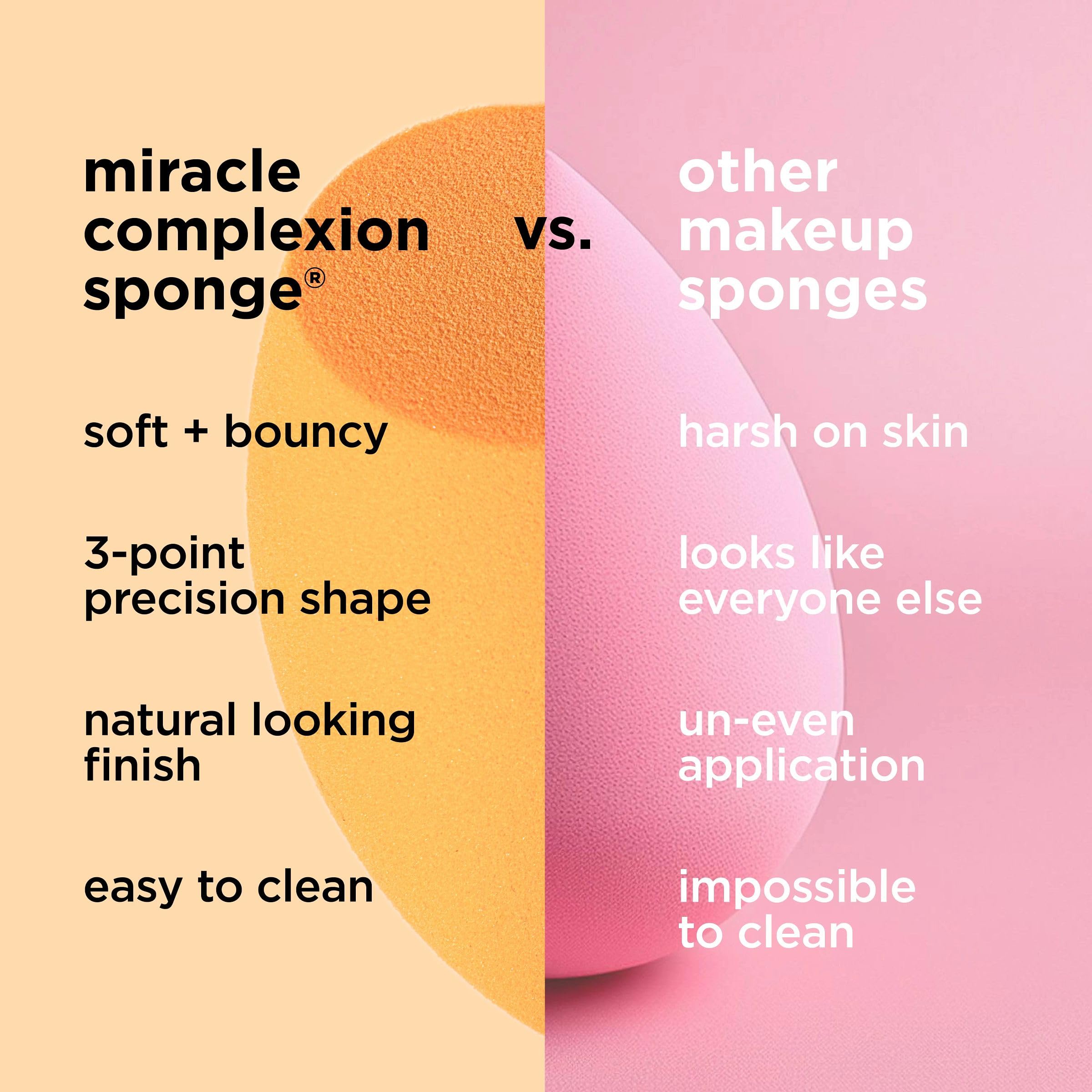 Real Technique's 2 Miracle Complexion Sponges MakeUp Set With Revolutionary Foam Technology You Can Use Damp or Dry for a Smooth Finished Look - Multicolor (Packaging may vary)