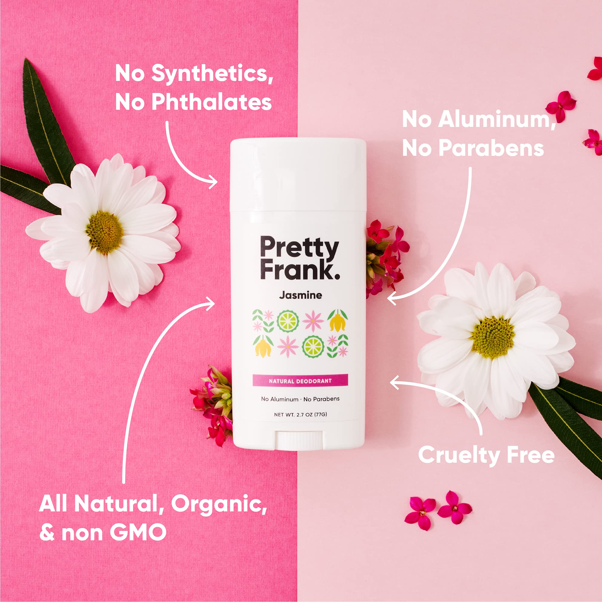 Pretty Frank Natural Deodorant Stick - No Aluminum Deodorant for Women and Men ââ‚¬â€œ Paraben Sulfate Free Solid Deodorant Featuring Shea Butter, Coconut Oil, Vitamin E & Baking Soda - Jasmine