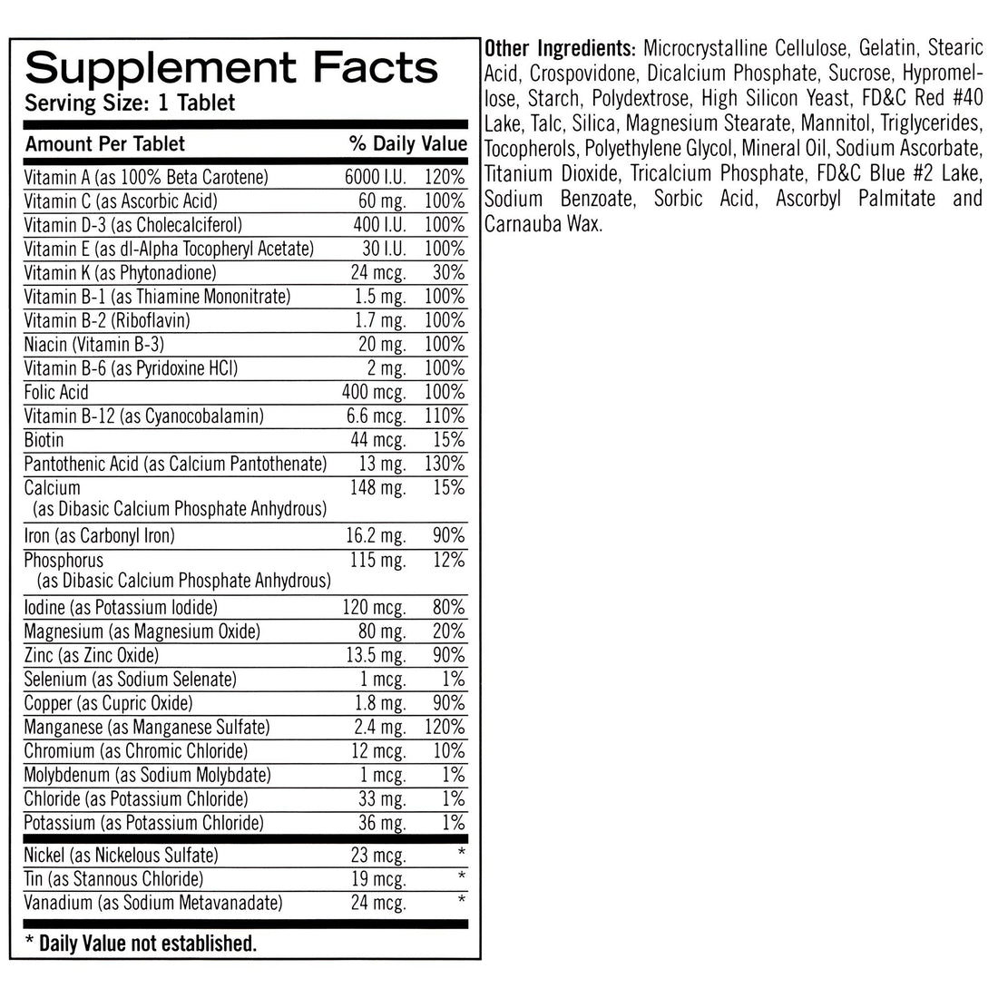 Geritol Multi-Vitamin Nutritional Support Tablets, Balance of 26 Essential Vitamins and Minerals, 100-Count Bottles (Pack of 2)