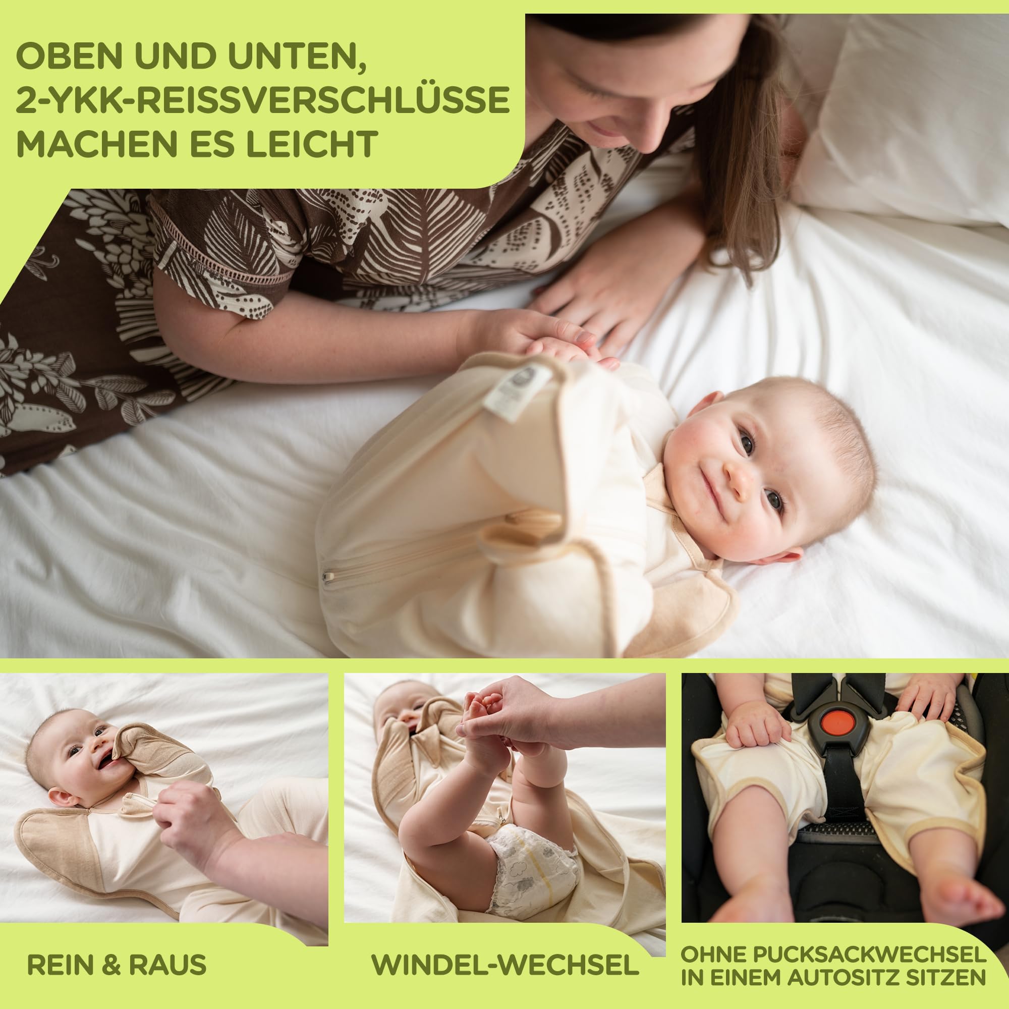 CCOCCOZAM Swaddle, 100% Organic Cotton, Beige, Large, 6-12 Months, 19-26lbs, Transition Baby Sleep Sack, Dramatically Better Sleep