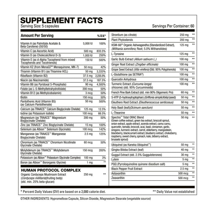 HD MUSCLE VitaHD Essential Multivitamin | Athlete-Specific Vitamins, Minerals, & Nutrients | Organic Mushroom Blend, KSM66 Ashwagandha, Ubiquinol | 60 Servings