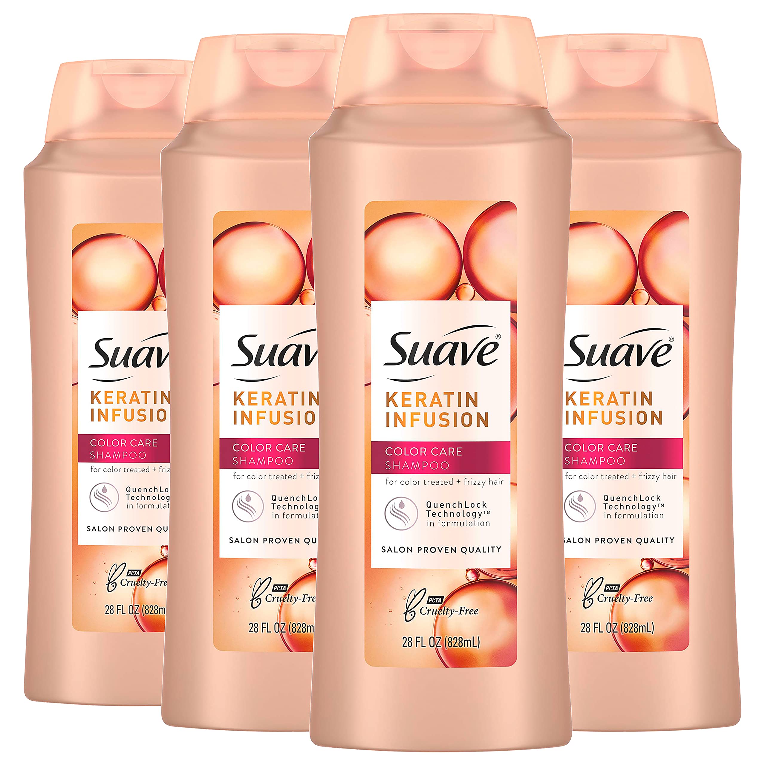 Suave Professionals Color Care Shampoo, Keratin Infusion 28 oz, Pack of 4