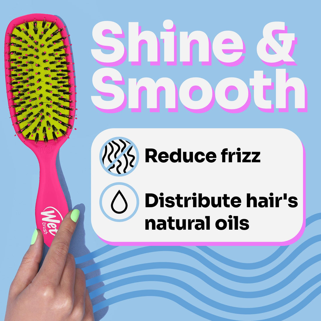 Wet Brush Shine Enhancer IntelliFlex Bristles Hair BrushTravel Pink