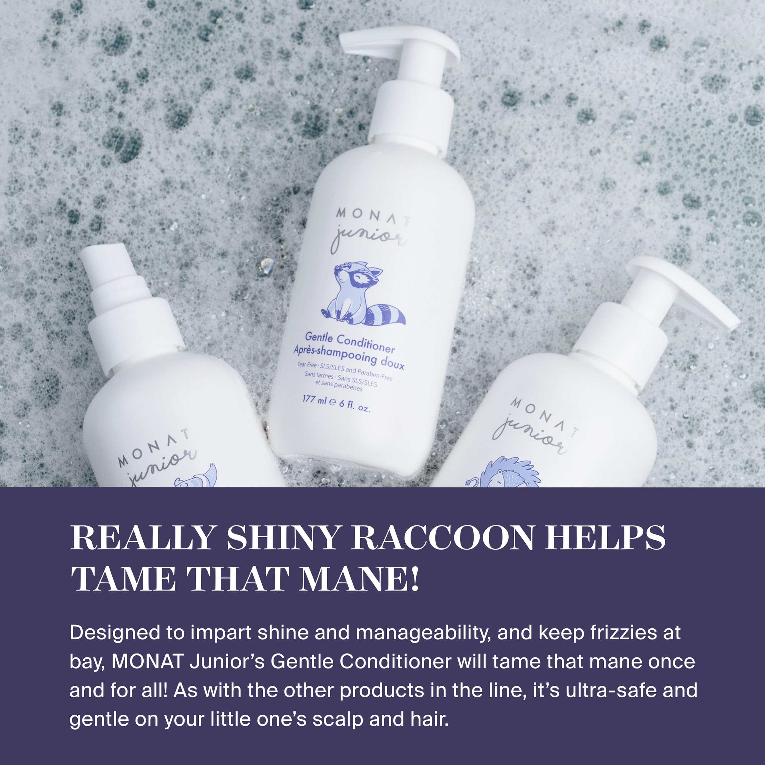 MONAT Junior Gentle Conditioner - A safe and gentle Anti Frizz Hair Conditioner for children that rinses out quickly. All Natural Tear-free, Sulfate & Paraben-free - Net Wt. 177 ml e / 6 fl. Oz.