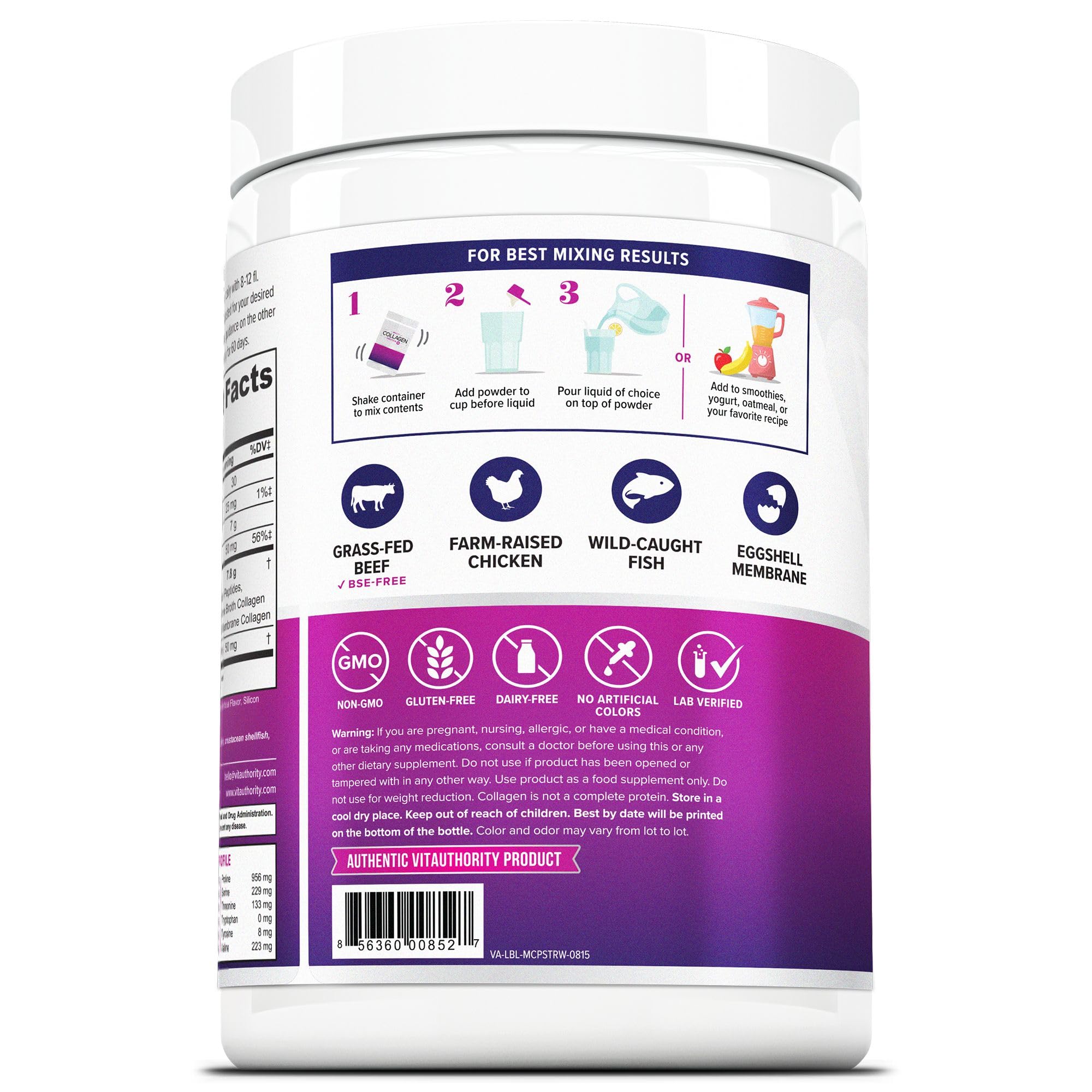 Multi Collagen Peptides Plus Hyaluronic Acid and Vitamin C Hydrolyzed Collagen Proteins Types I II III V and X Tropical Punch Flavor