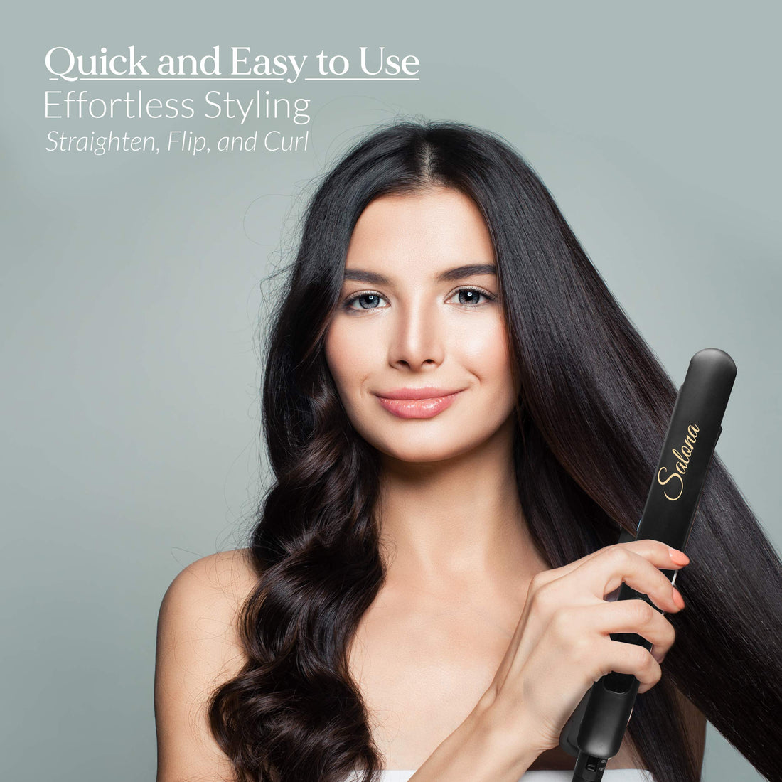 Salona Professional Titanium Flat Iron Hair Straightener, Worldwide Dual Voltage 110-240V with Heat Resistant Travel Bag