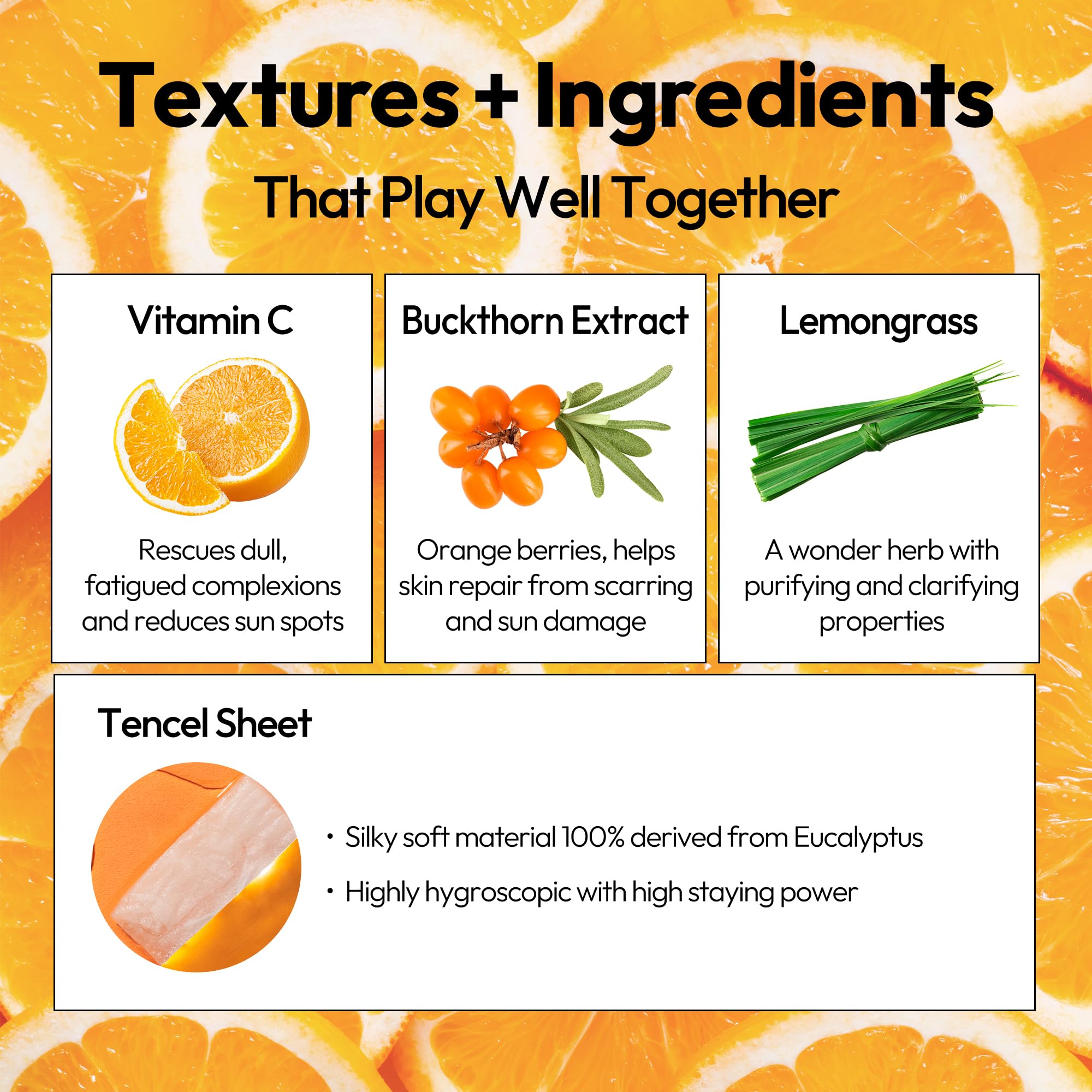 LAPCOS Vita C Sheet Mask, Daily Face Mask with Vitamin C to Renew Skin, Korean Beauty Favorite, 5-Pack