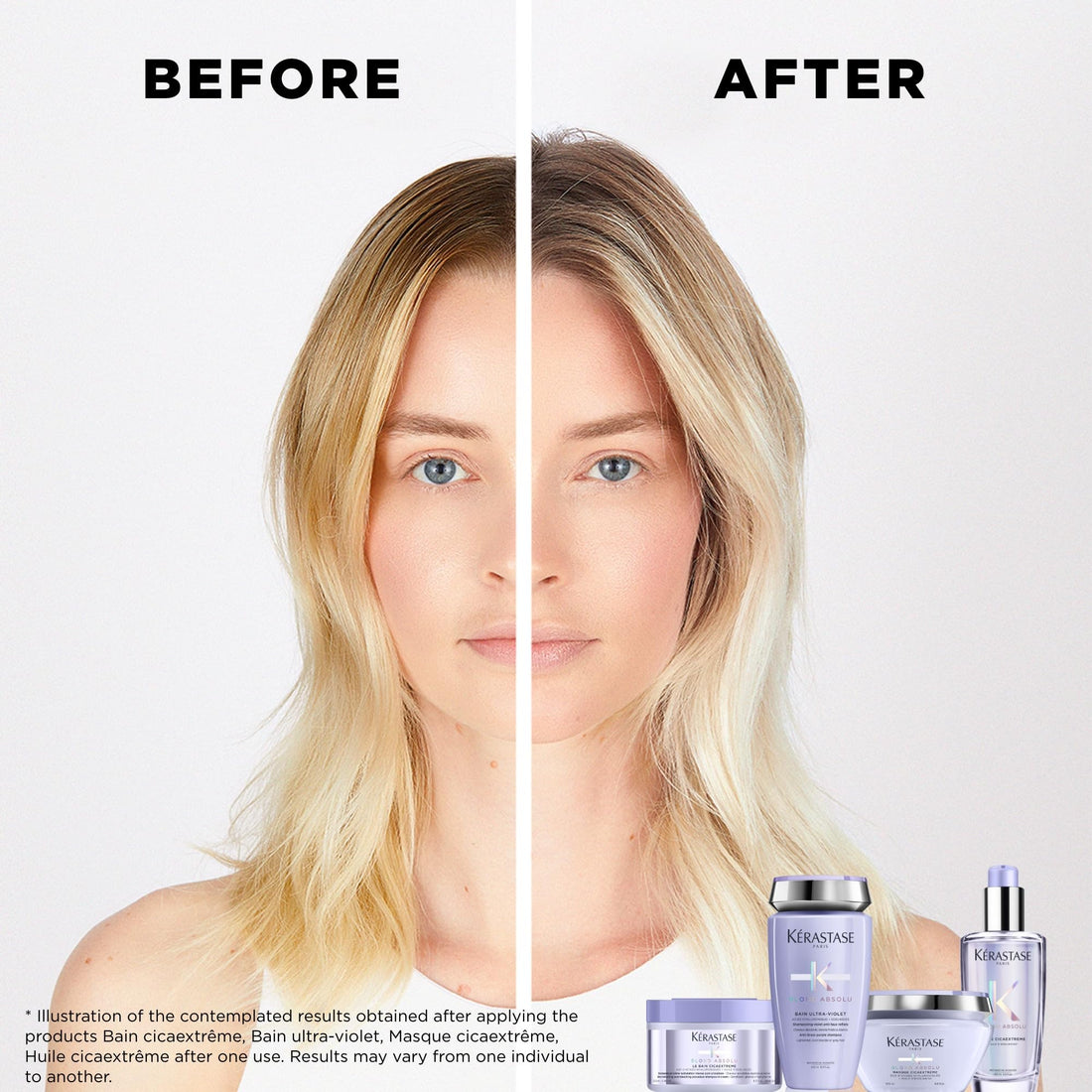 Kérastase Blond Absolu Hydrating Shampoo, Strengthening Conditioner & Heat-Protecting Leave-In Treatment Set For Bleached, Highlighted and Damaged Hair - Nourishes and Illuminates With Hyaluronic Acid