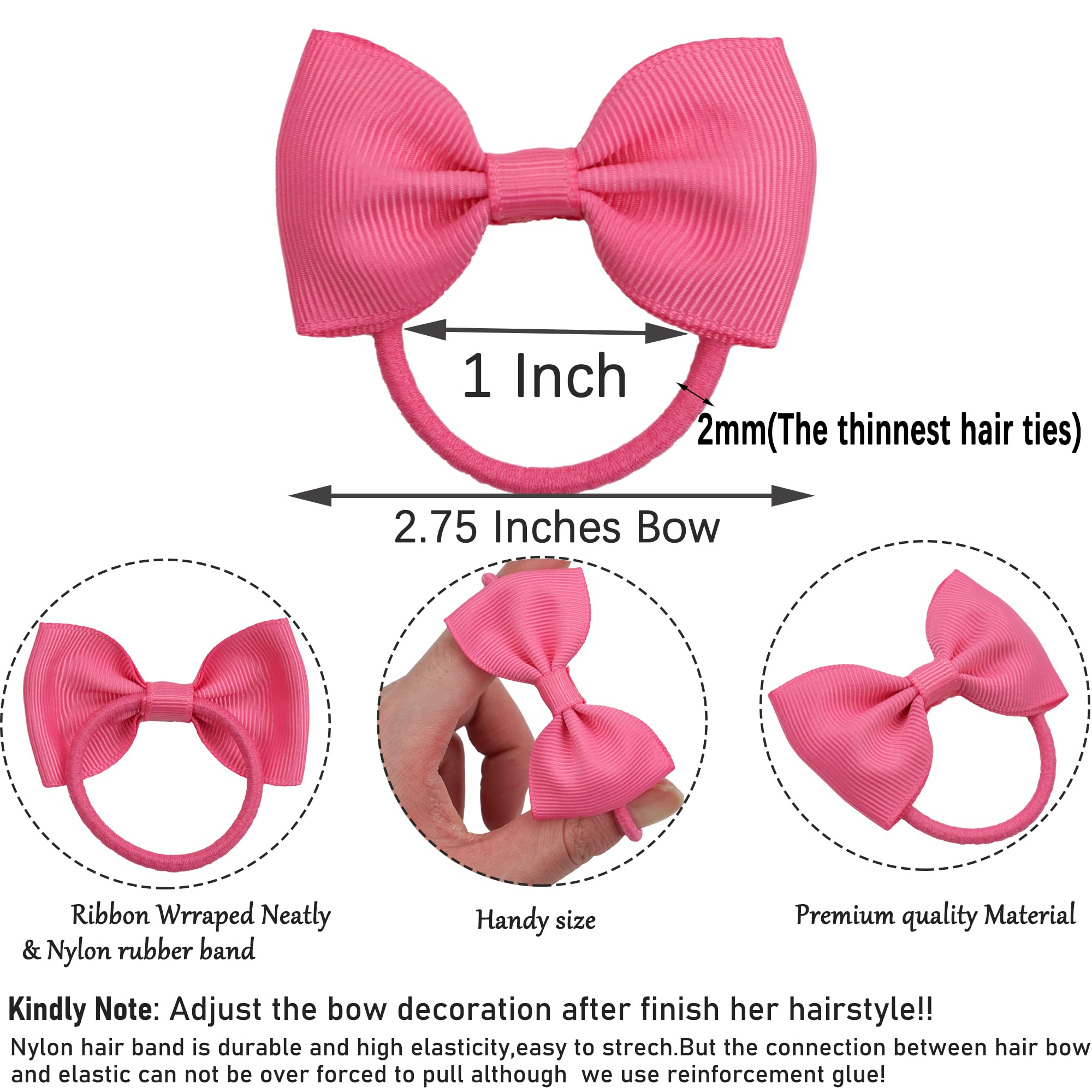 CÉLLOT Toddler Hair Accessories - 40pcs 2.75 Elastics Rubber Ribbon Bands, Bows for Baby Girls, Kids & Children