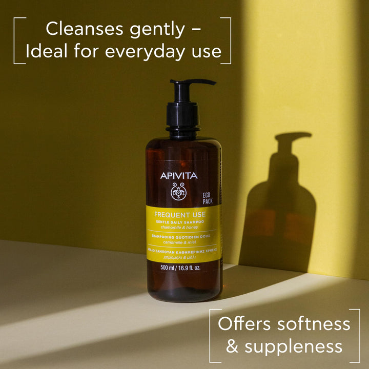 Apivita Frequent Use Gentle Daily Shampoo 500ml - Natural Sulfate-Free and Paraben-Free Shampoo with Chamomile and Honey - Hydrates, Offers Softness and Elasticity, Helps Prevent Split Ends