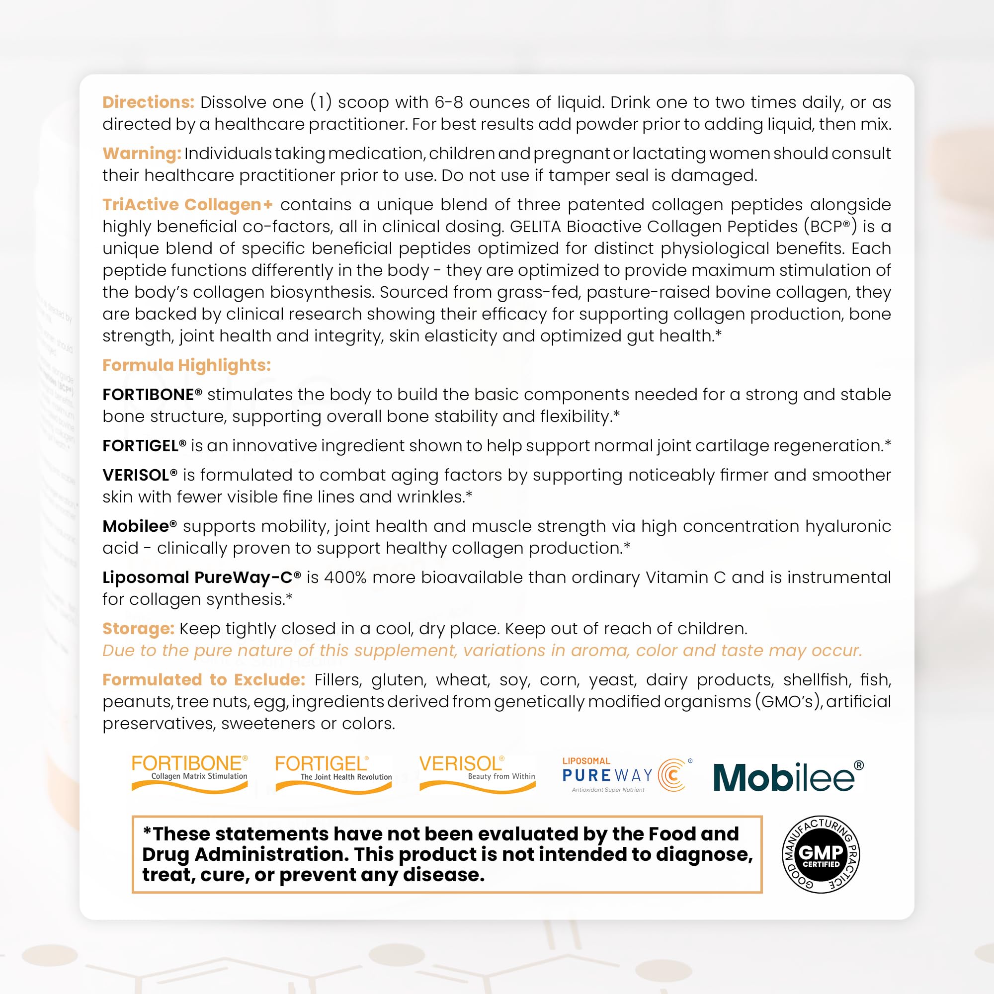 Pure TheraPro Rx TriActive Collagen Plus, Collagen Powder for Hair, Skin, Nails, Bones & Joints, Hydrolyzed Collagen Powder w/Patented Peptides, Unflavored Multi Collagen Protein Powder, 30 Servings