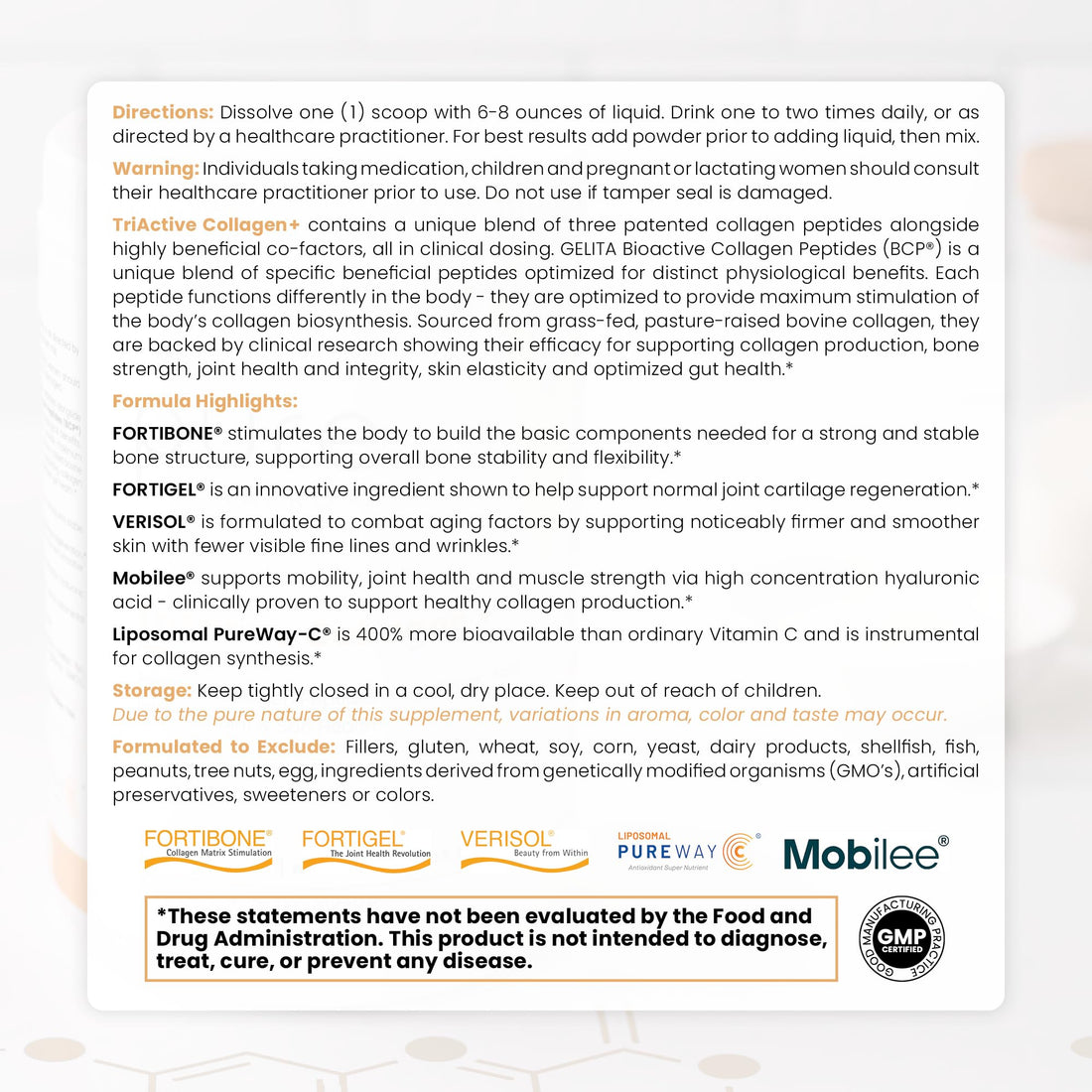 Pure TheraPro Rx TriActive Collagen Plus, Collagen Powder for Hair, Skin, Nails, Bones & Joints, Hydrolyzed Collagen Powder w/Patented Peptides, Unflavored Multi Collagen Protein Powder, 30 Servings