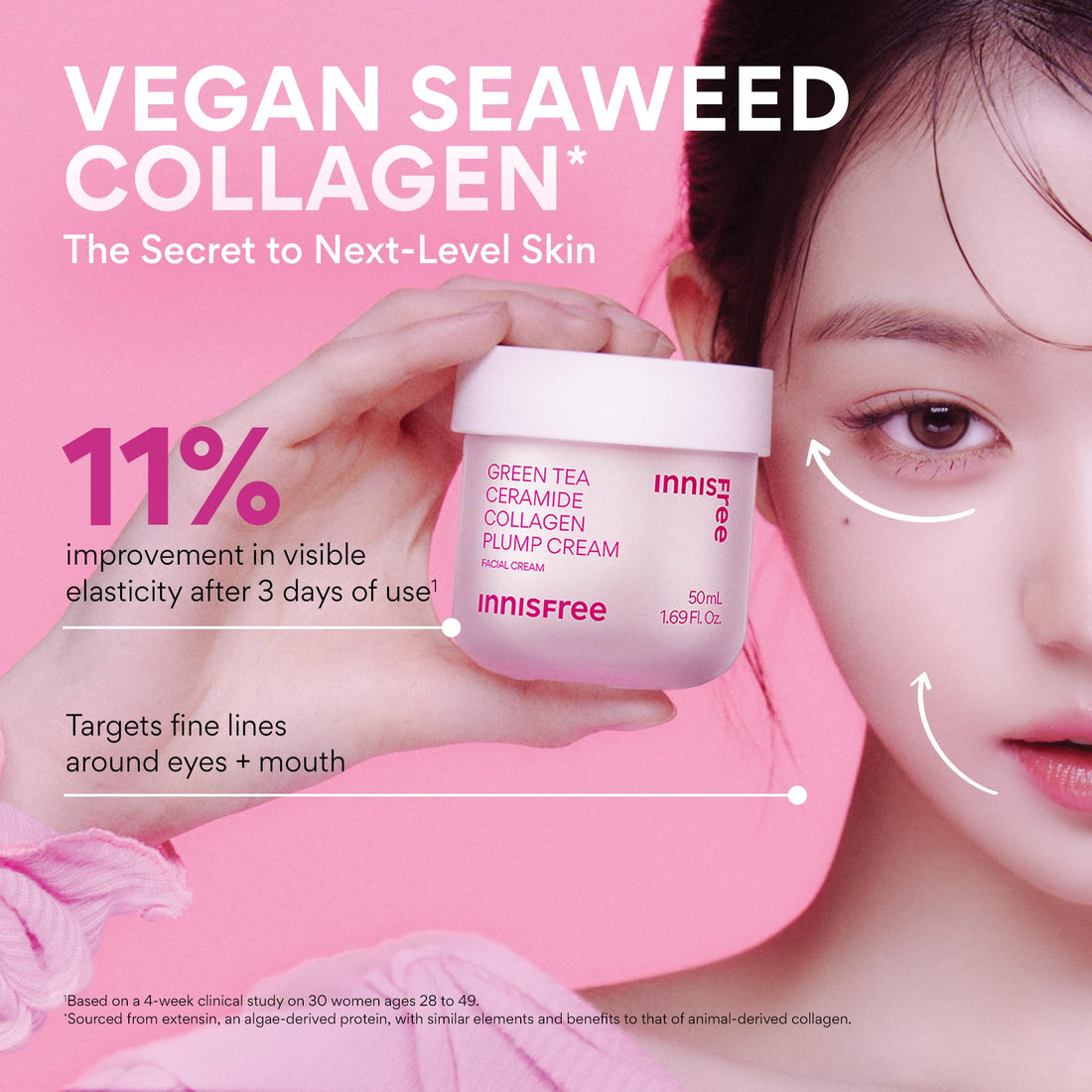 innisfree Green Tea Ceramide Collagen Plump Cream, Korean Face Moisturizer for a Youthful Glow