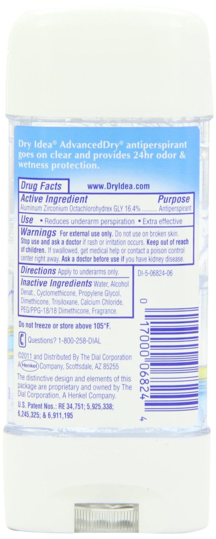 Dry Idea Advanced - Clear Gel Anti-Perspirant & Deodorant, Powder Fresh, 3-Ounce Tube (Pack of 6)