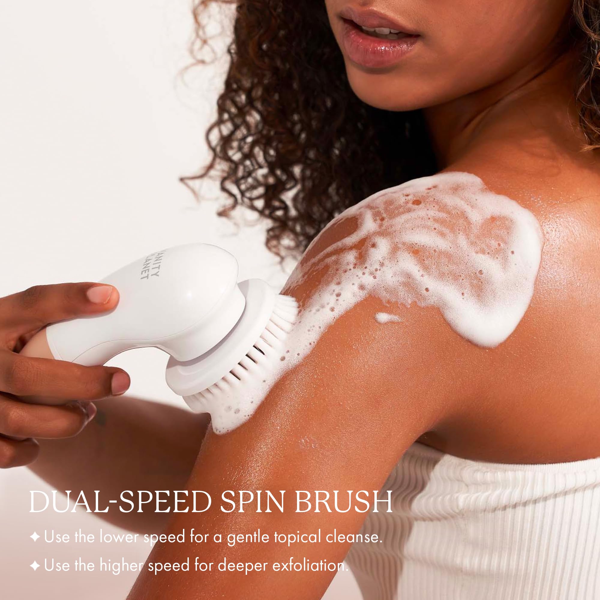 Vanity Planet Raedia Facial Cleansing Brush with 3 Interchangeable Face Brushes for Cleansing, Exfoliating and Silicone Brush, Cordless, Water Resistant (Warm Gray)