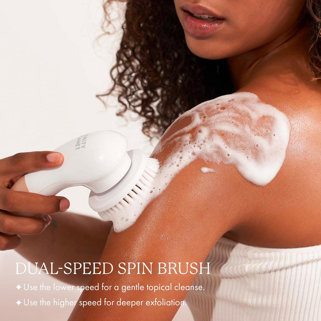 Vanity Planet Raedia Facial Cleansing Brush with 3 Interchangeable Face Brushes for Cleansing, Exfoliating and Silicone Brush, Cordless, Water Resistant (Warm Gray)