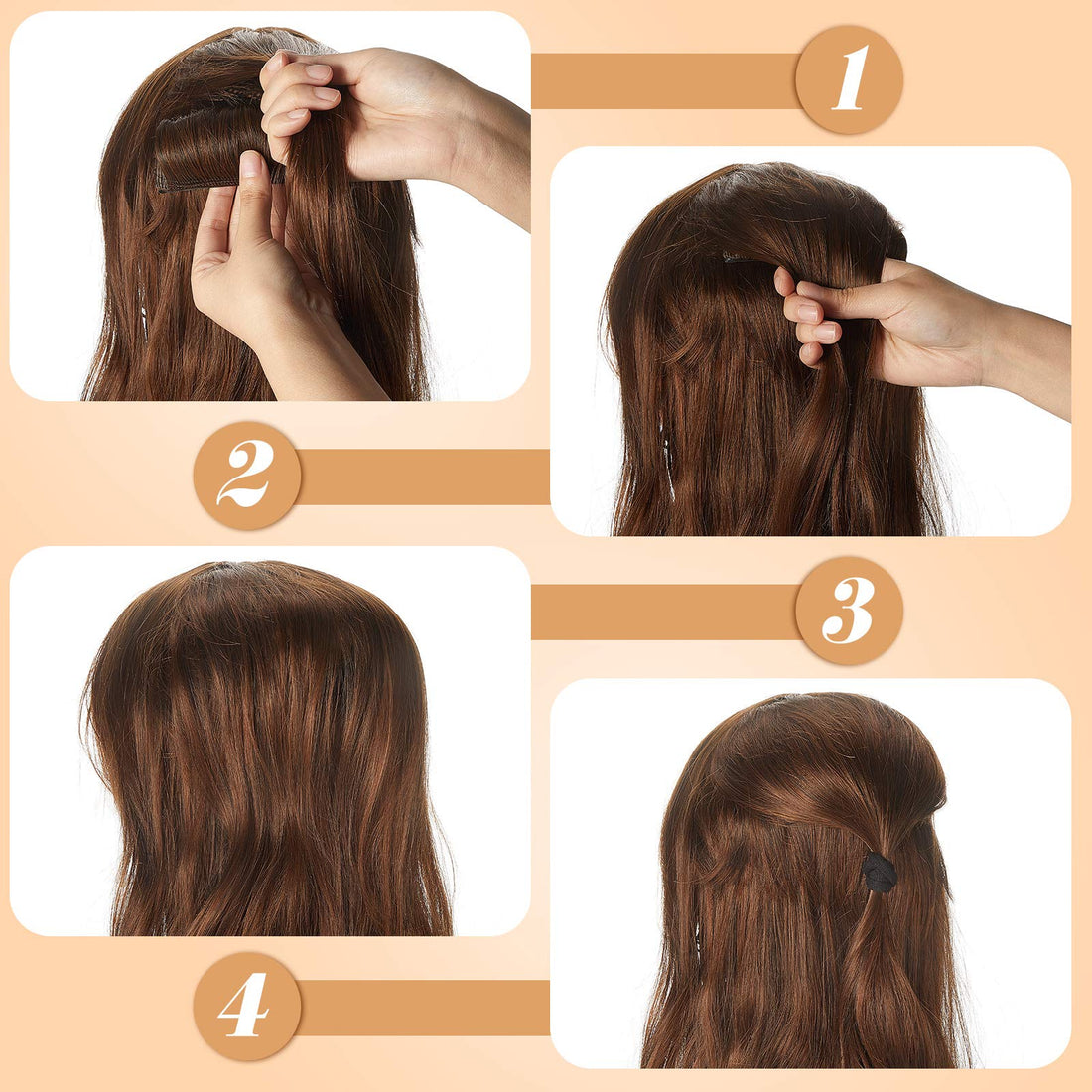 WILLBOND 3 Pieces Invisible False Hair Clips, Increased Hair Pad, Bump It Up Volume Hair Base Fluffy Princess Styling Insert Tool for Women Girls (Dark Brown)