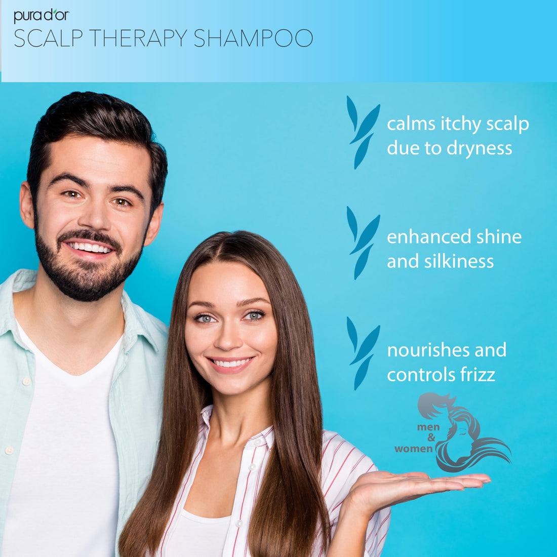 PURA D'OR Therapy Shampoo (16oz) Hydrates & Nourishes - Scalp Care Shampoo For Itchy Flaky Scalp w/ Tea Tree, Peppermint, Patchouli, Cedarwood, Clary Sage, Argan Oil (Packaging may vary)
