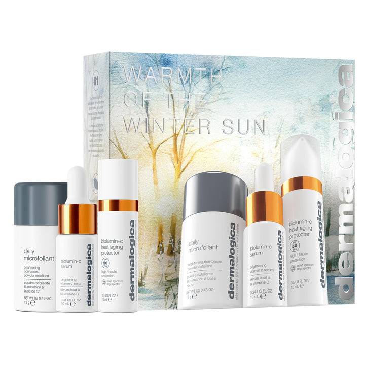 Dermalogica Warmth of the Winter Sun – Travel Sized Skin Care Set Includes Face Exfoliants, Facial Serum, and Moisturizer with SPF