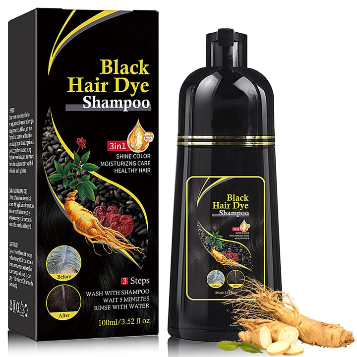 Fusang Instant Black Hair Dye Shampoo for Women & Men,3 in 1 Magic Hair Color Shampoo for Gray Hair Perfect Coverage,Moisturizing Long Lasting Repairing Care Hair Shampoo Colors-100ml