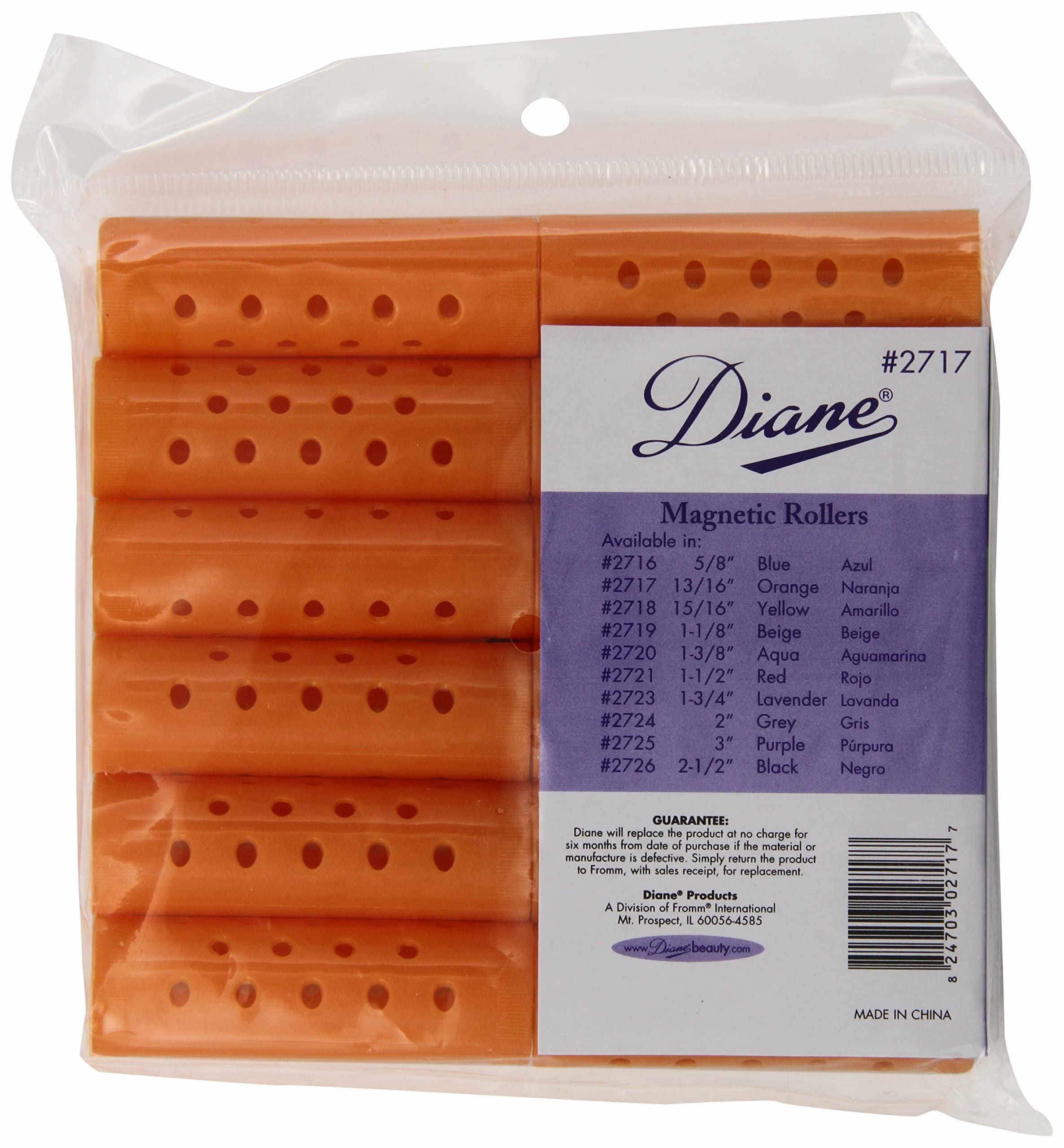 Diane Magnetic Rollers, Orange, 0.81 Inch, 12 Count (Pack of 1)