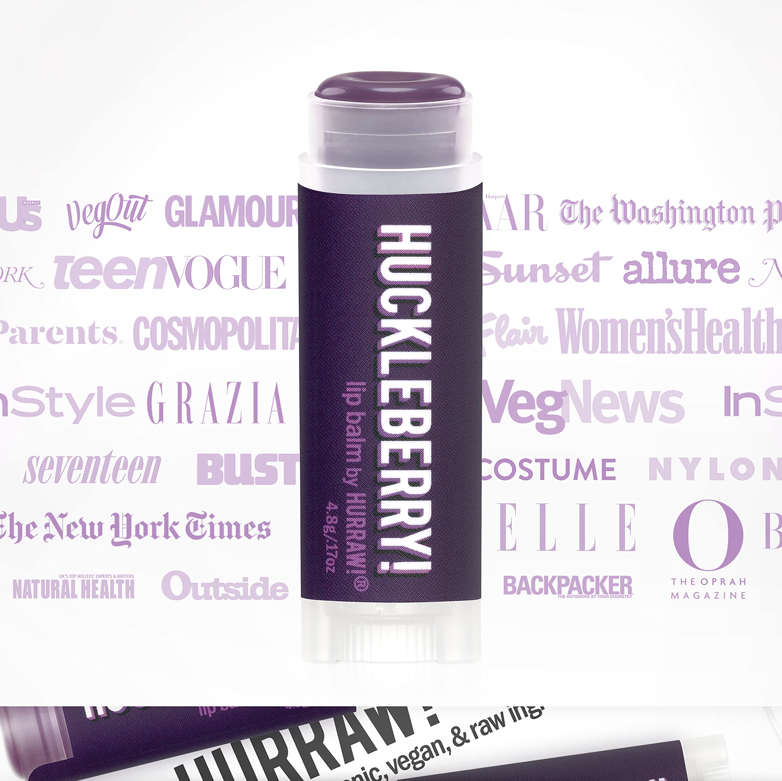 Hurraw! Huckleberry Lip Balm: Organic, Certified Vegan, Cruelty and Gluten Free. Non-GMO, 100% Natural Ingredients. Bee, Shea, Soy and Palm Free. Made in USA