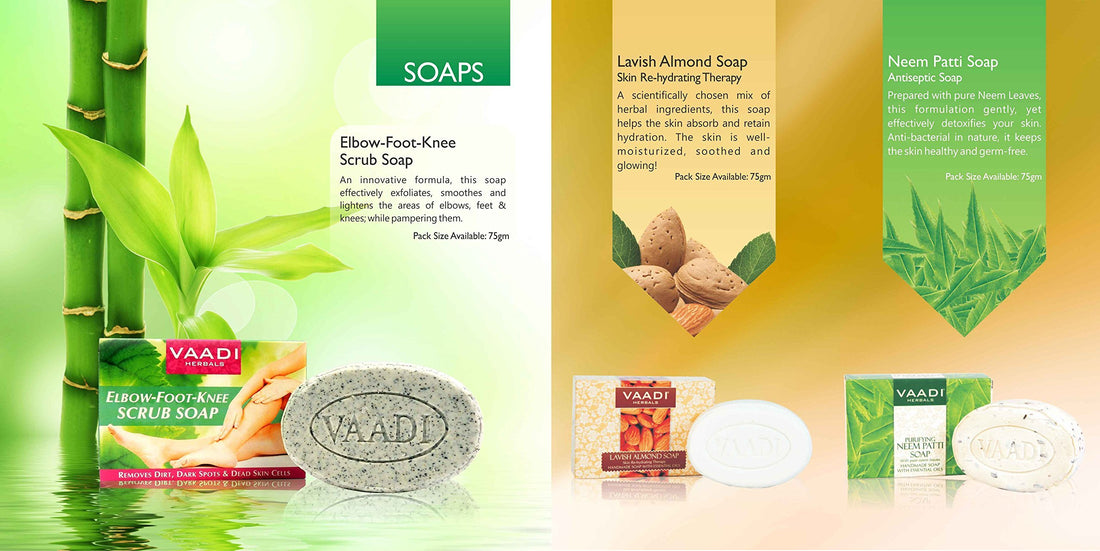 Vetiver Soap (Royal Indian Khus Bar Soap) with Olive and Soybean Oil - Handmade Herbal Soap with 100% Pure Essential Oils - ALL Natural - Each 2.65 Ounces - Pack of 6 (16 Oz) - Vaadi Herbals