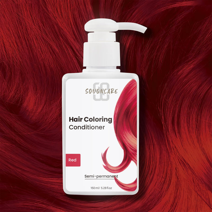 SOVONCARE Red Semi-Permanent Hair Dye Depositing Conditioner for Colored Hair, 5.28 OZ - Color Results in 10 Minutes, Cruelty-Free Haircare