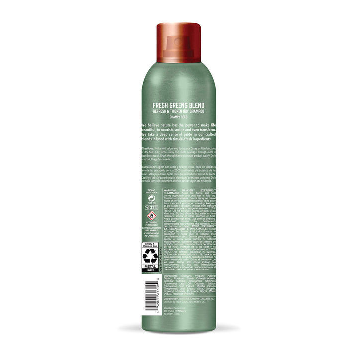 Aveeno Fresh Greens Blend Sulfate-Free Dry Shampoo Spray with Rosemary, Peppermint & Cucumber to Thicken & Nourish, Volumizing Dry Shampoo for Thin or Fine Hair, Paraben & Dye-Free