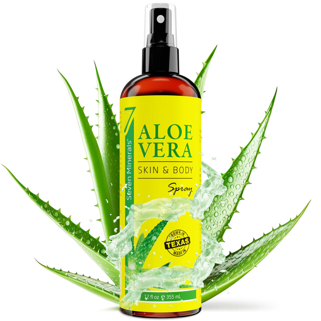 Aloe Vera SPRAY for Body & Hair - 99% ORGANIC, Made in USA, Big 12 oz - EXTRA Strong - SEE RESULTS OR - Easy to Apply - No THICKENERS so it Absorbs Rapidly with No Sticky Residue.