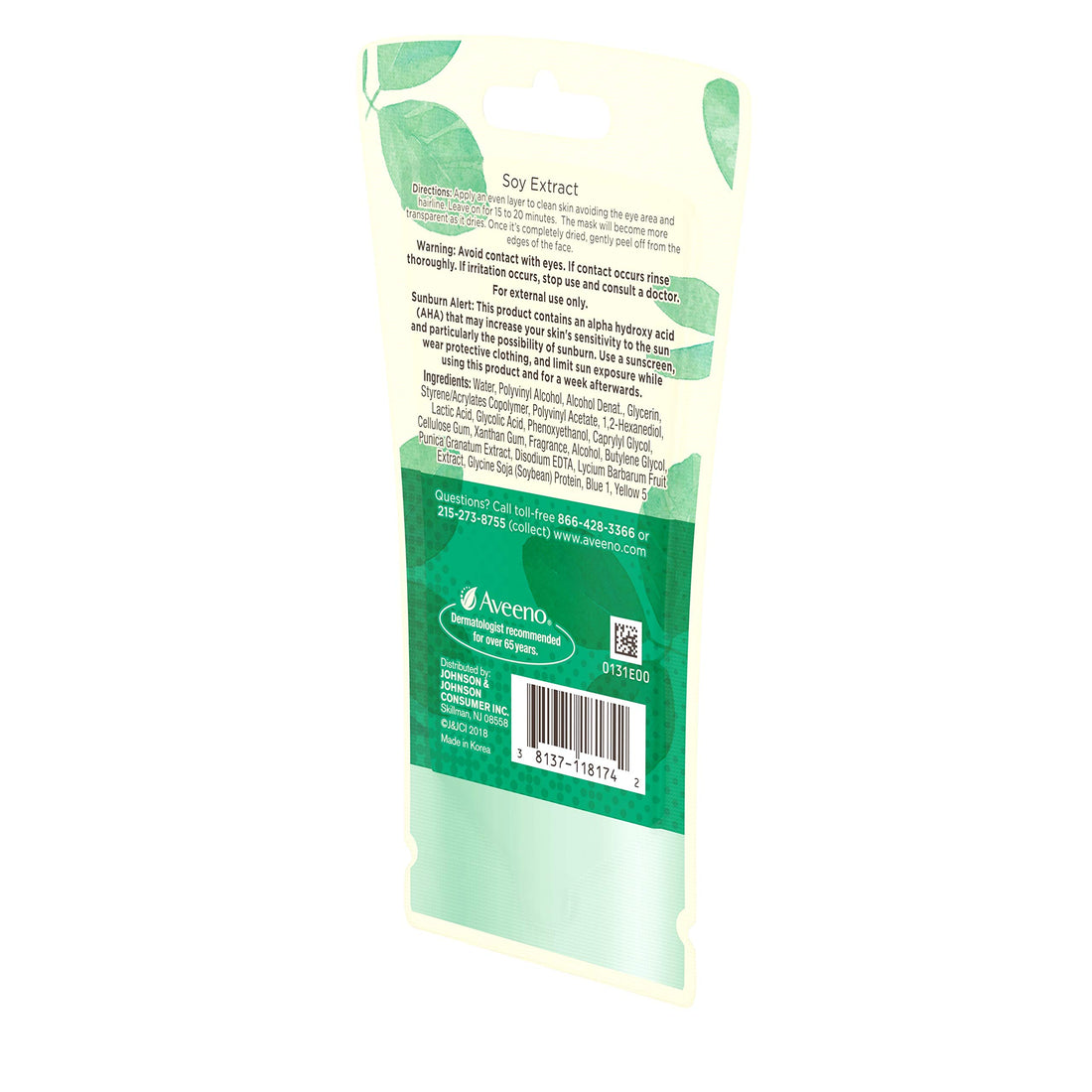 Aveeno Clear Complexion Pure Matte Peel Off Face Mask with Alpha Hydroxy Acids, Soy & Pomegranate for Clearer-Looking Skin, Non-Comedogenic, Paraben- & Phthalate-Free, 0.35 oz